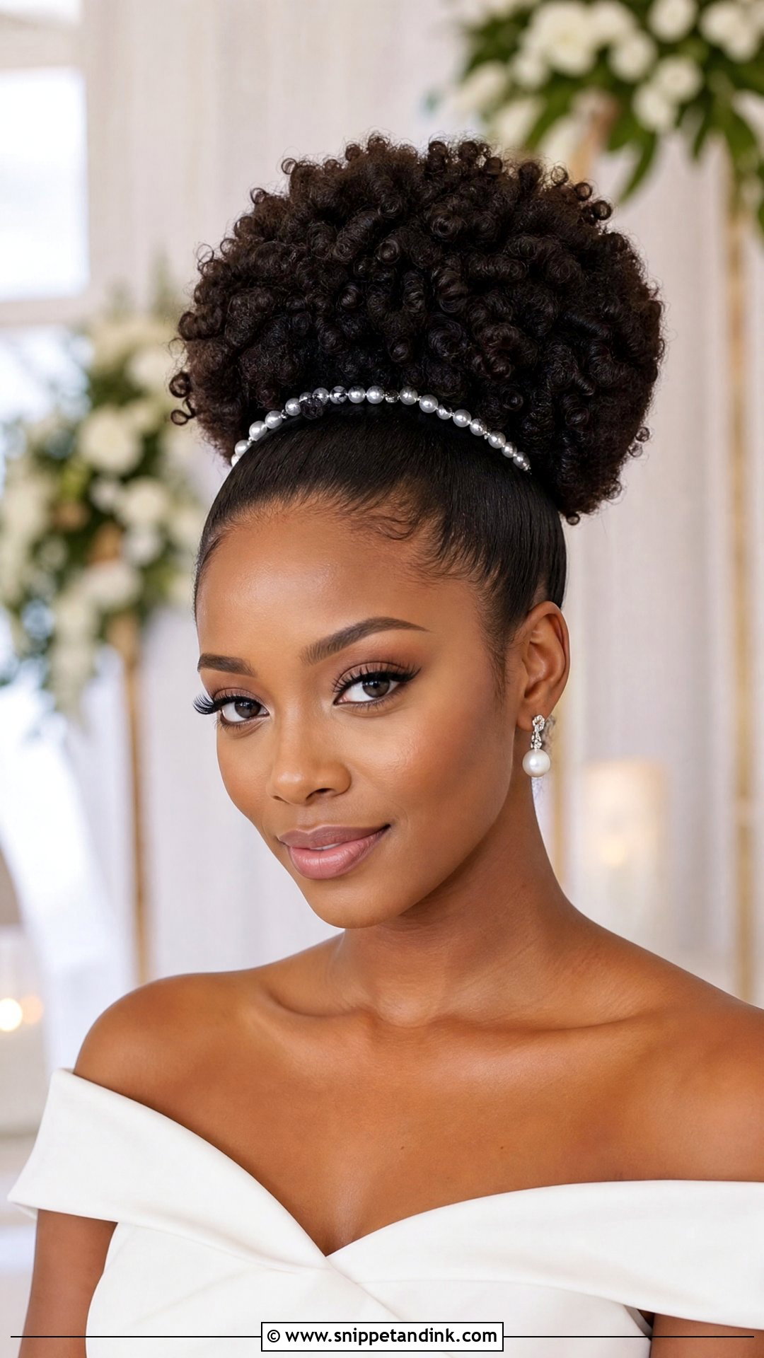 Black Curly High Puff Wedding Hair - Snippet and Ink - 15 Black Curly Wedding Hairstyles