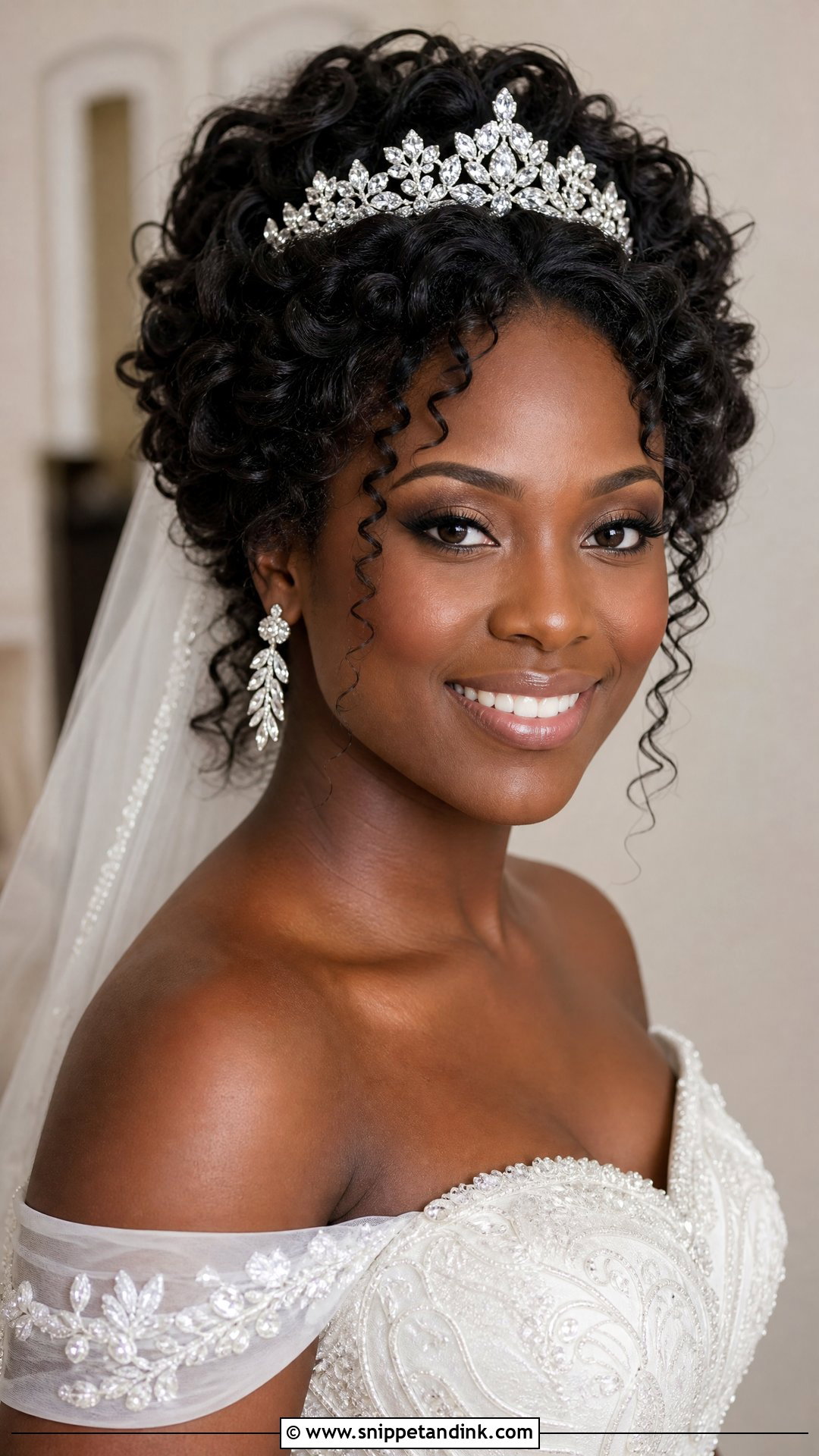 Black Curly Wedding Hair With Tiara - Snippet and Ink - 15 Black Curly Wedding Hairstyles