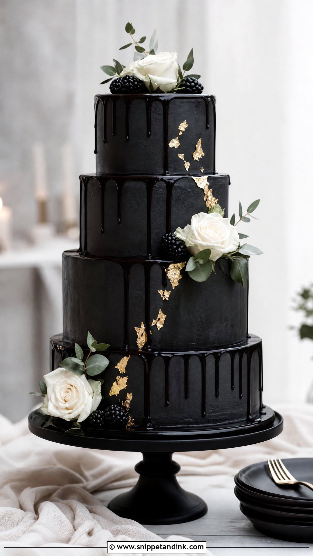 Black Drip Wedding Cake - Snippet and Ink - 30 Drip Cakes for Wedding