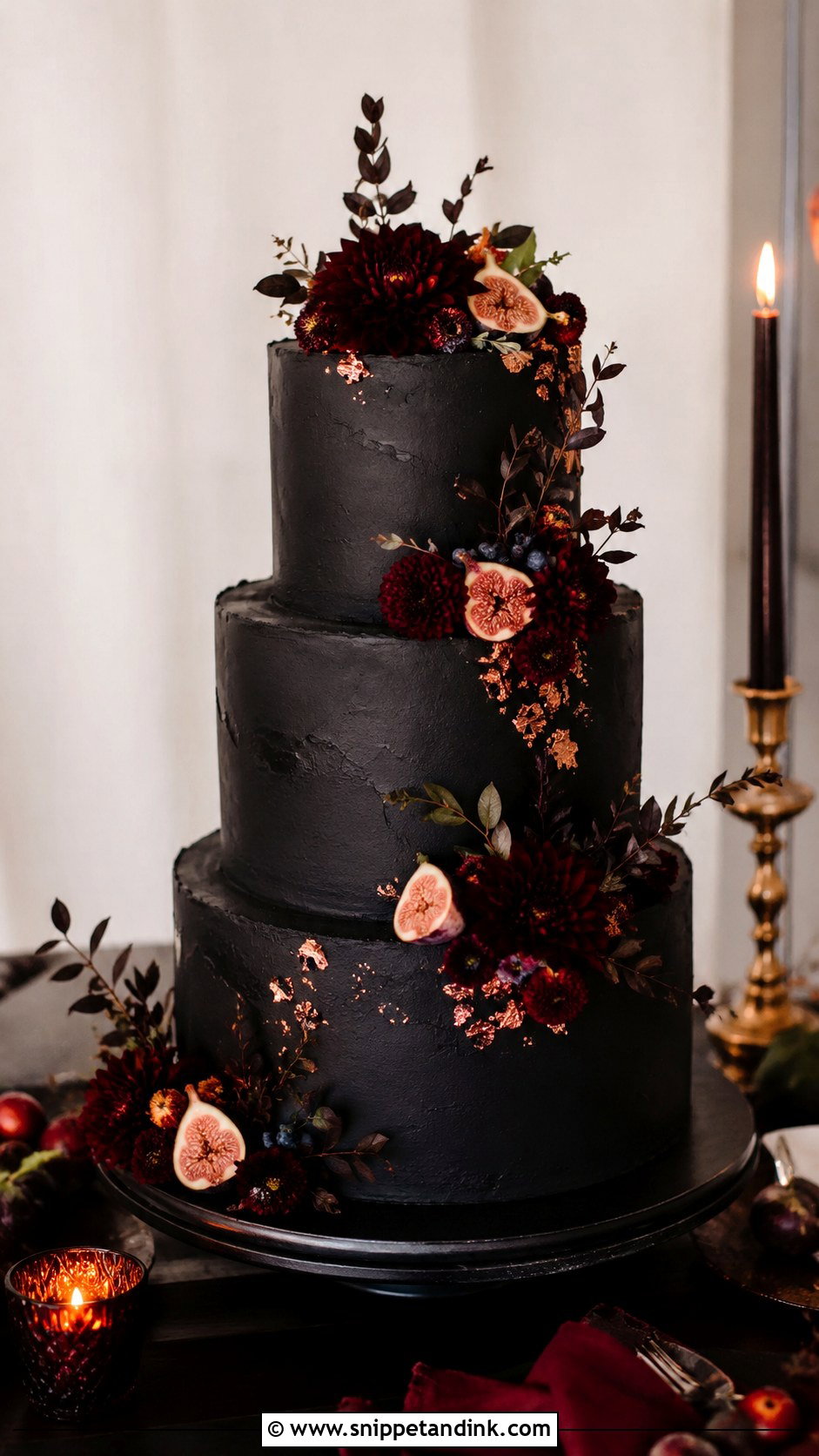 Black Fall Wedding Cake - Snippet and Ink - 20 Fall Wedding Cake Ideas