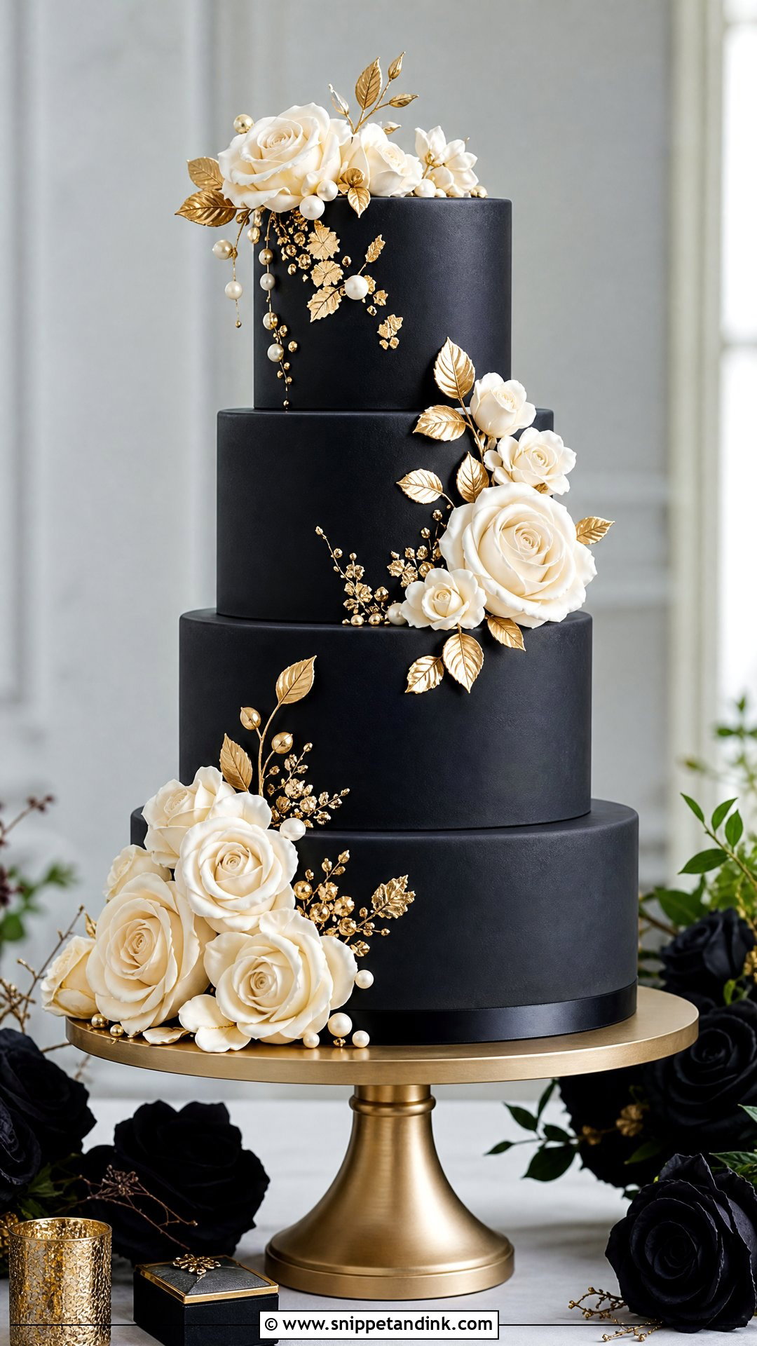 Black Fondant Wedding Cake - Snippet and Ink - 35 Fondant Cakes for Wedding