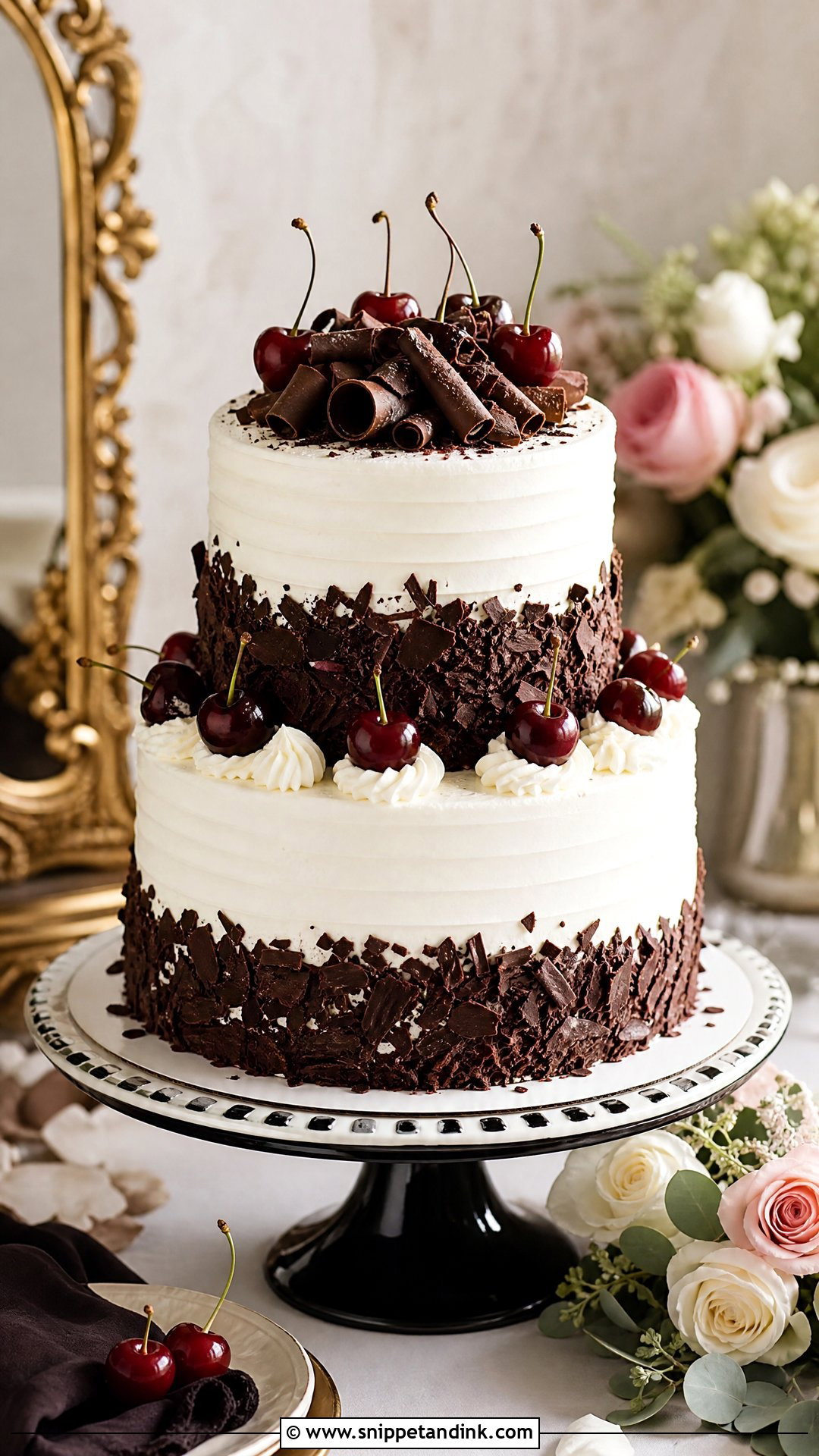 Black Forest Cherry Wedding Cake - Snippet and Ink - 25 Vintage Cherry Cake Ideas for Wedding