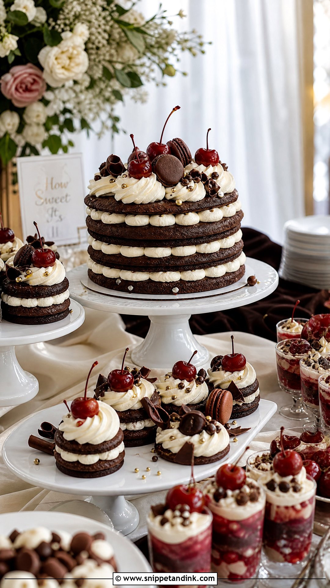 Black Forest Cookie Cake Dessert Table - Snippet and Ink - 25 Black Forest Cookie X Wedding Cake Ideas