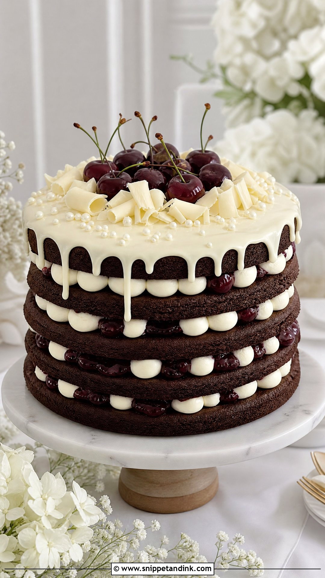 Black Forest Cookie Cake With White Chocolate - Snippet and Ink - 25 Black Forest Cookie X Wedding Cake Ideas