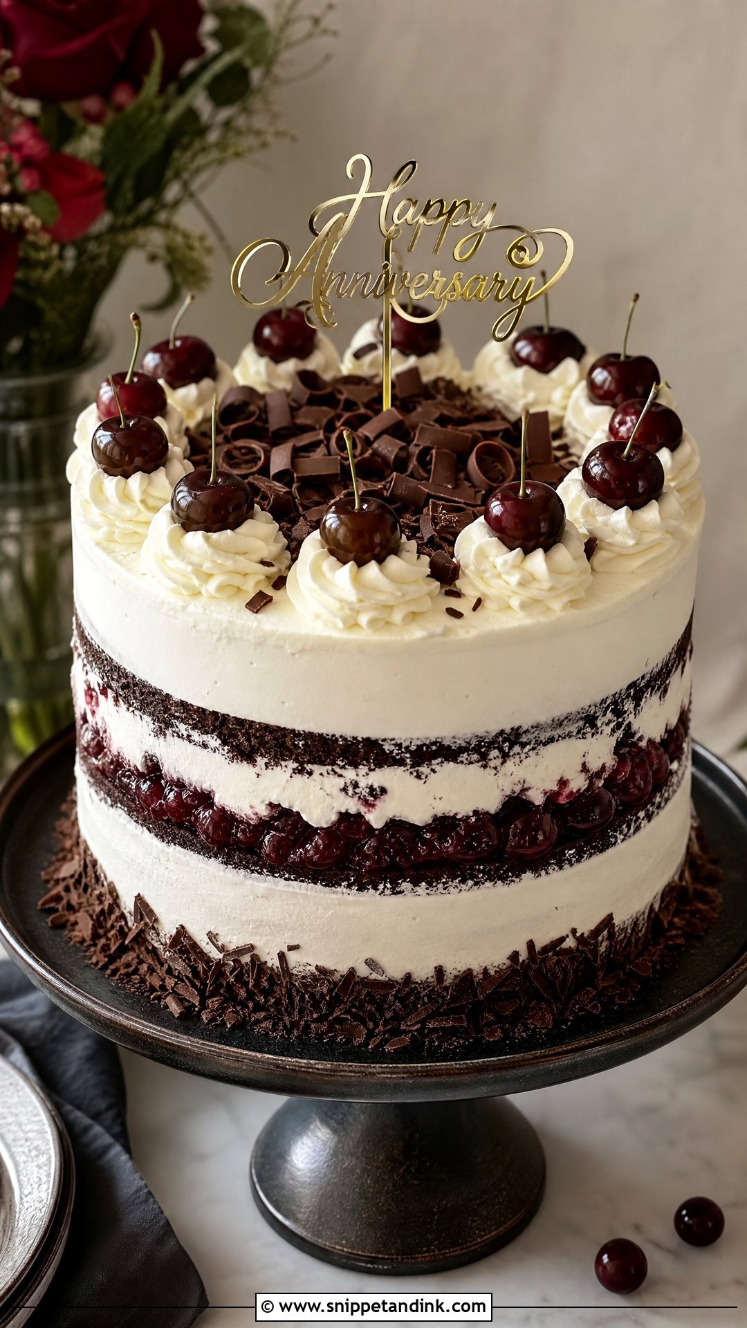 Black Forest Wedding Anniversary Cake - Snippet and Ink - 35 Wedding Anniversary Cake Ideas