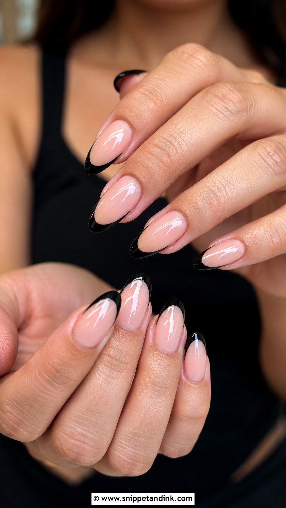 Black French Acrylic Wedding Guest Nails - Snippet and Ink - 20 Acrylic Wedding Guest Nails