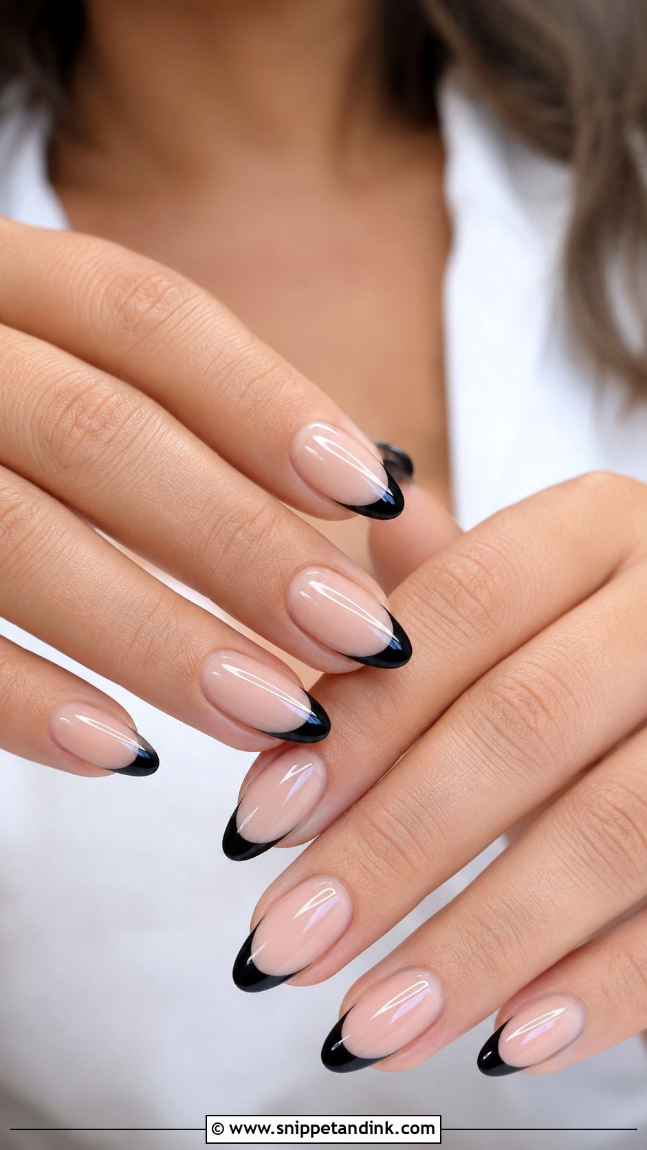 Black French Bridesmaid Nails - Snippet and Ink - 20 Bridesmaid Wedding Nails