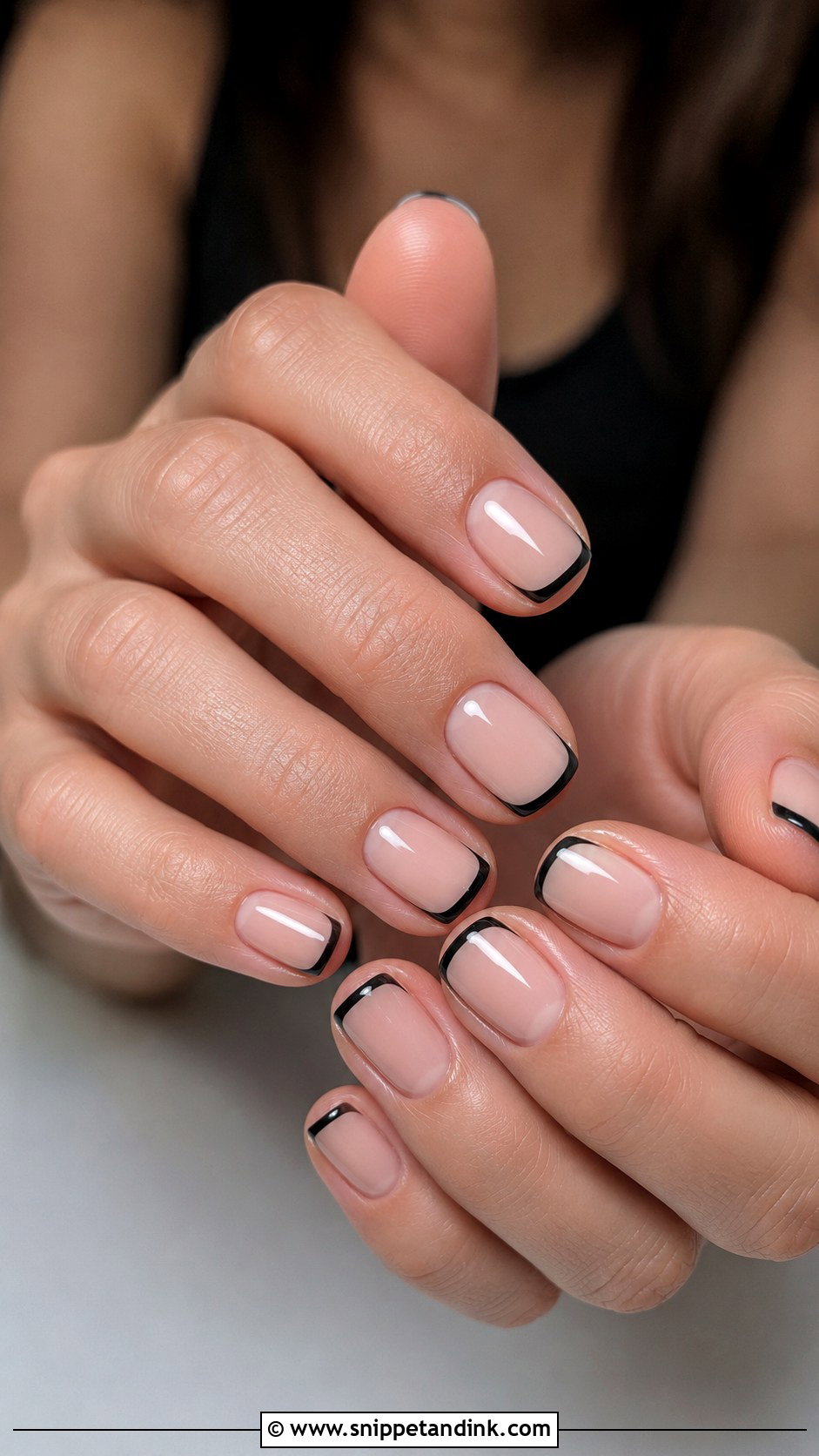 Black French Bridesmaid Wedding Nails - Snippet and Ink - 20 Winter Bridesmaid Wedding Nails
