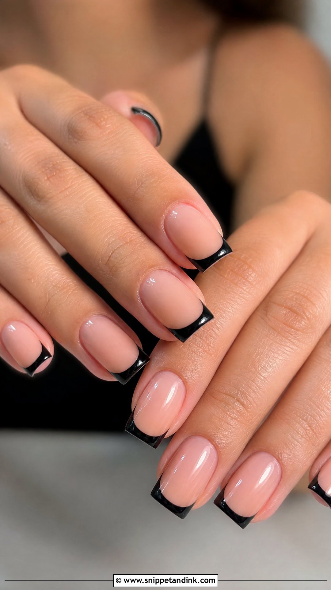 Black French Engagement Nails - Snippet and Ink - 35 Engagement Nails