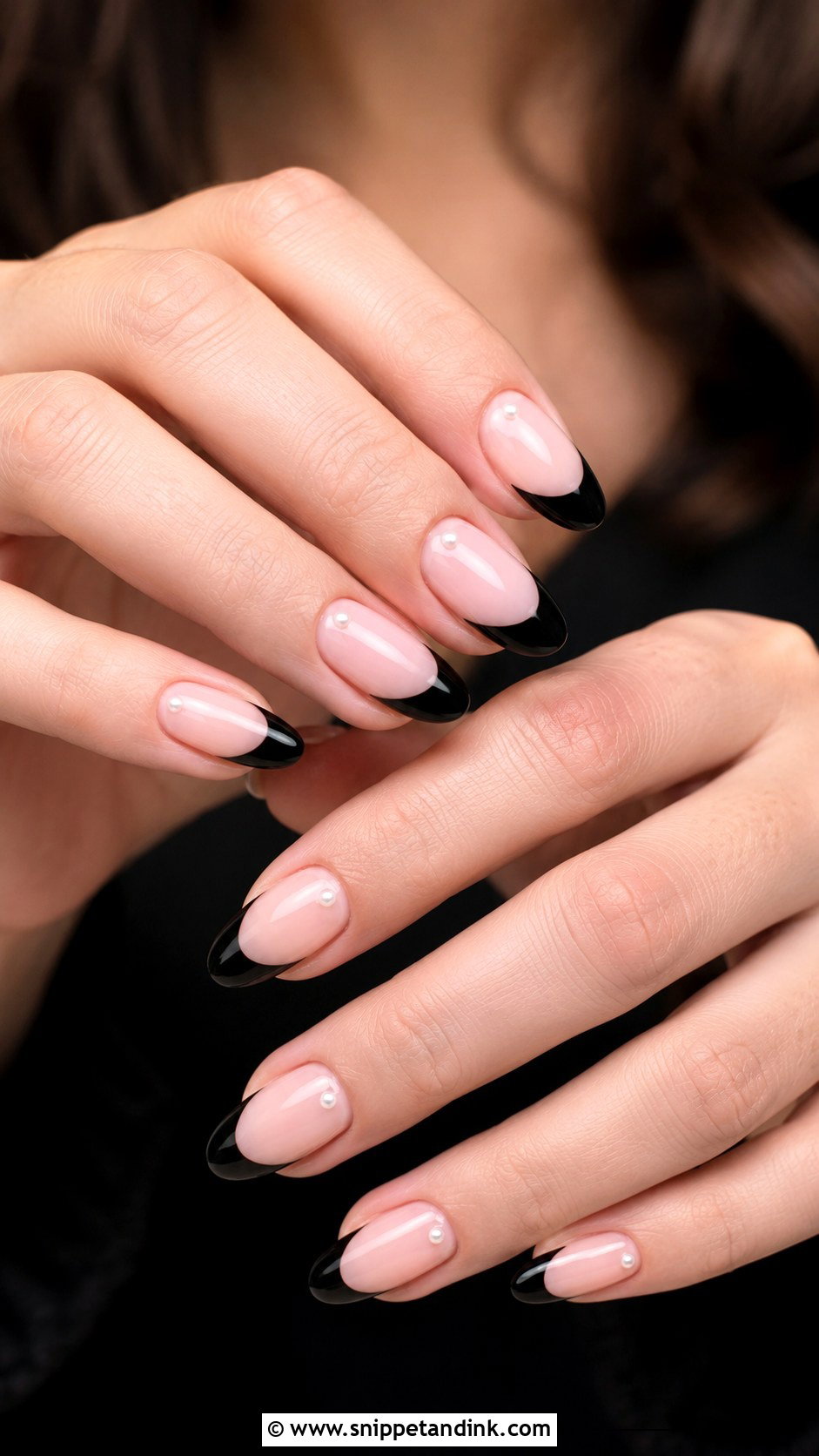 Black French Tip Alt Wedding Nails - Snippet and Ink - 20 Alt Wedding Nails