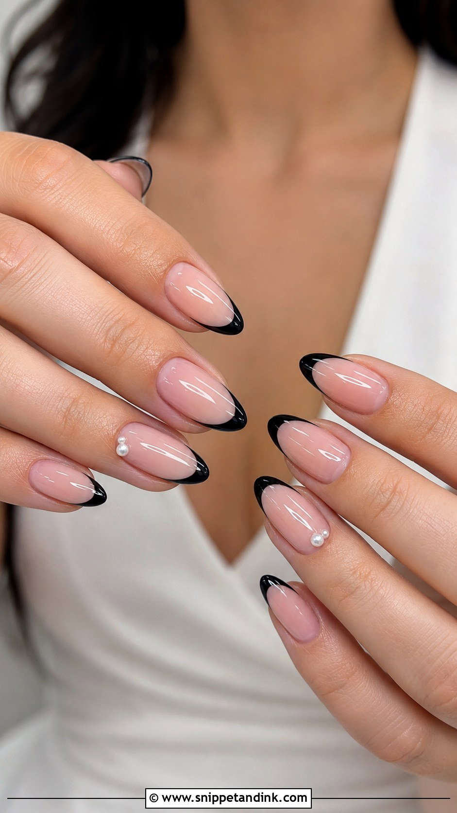 Black French Tip Bridal Nails - Snippet and Ink - 20 Dark Bridal Nails