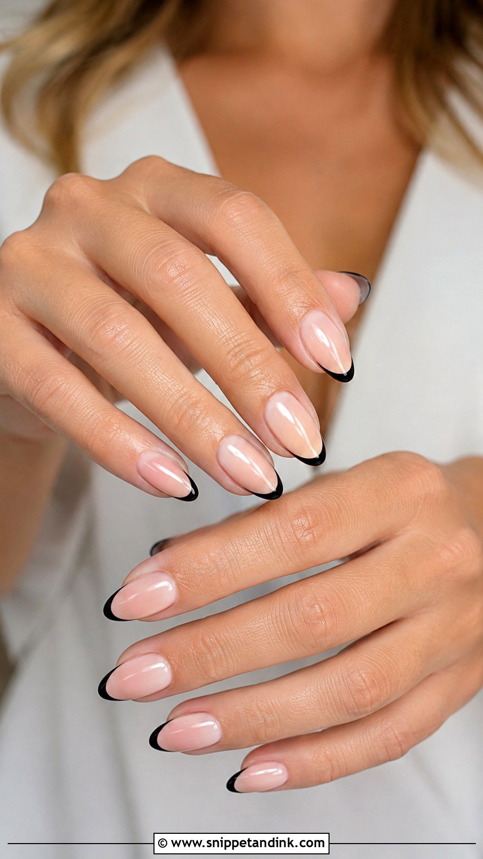 Black French Tip Bridesmaid Nails - Snippet and Ink - 20 Black Bridesmaid Wedding Nails