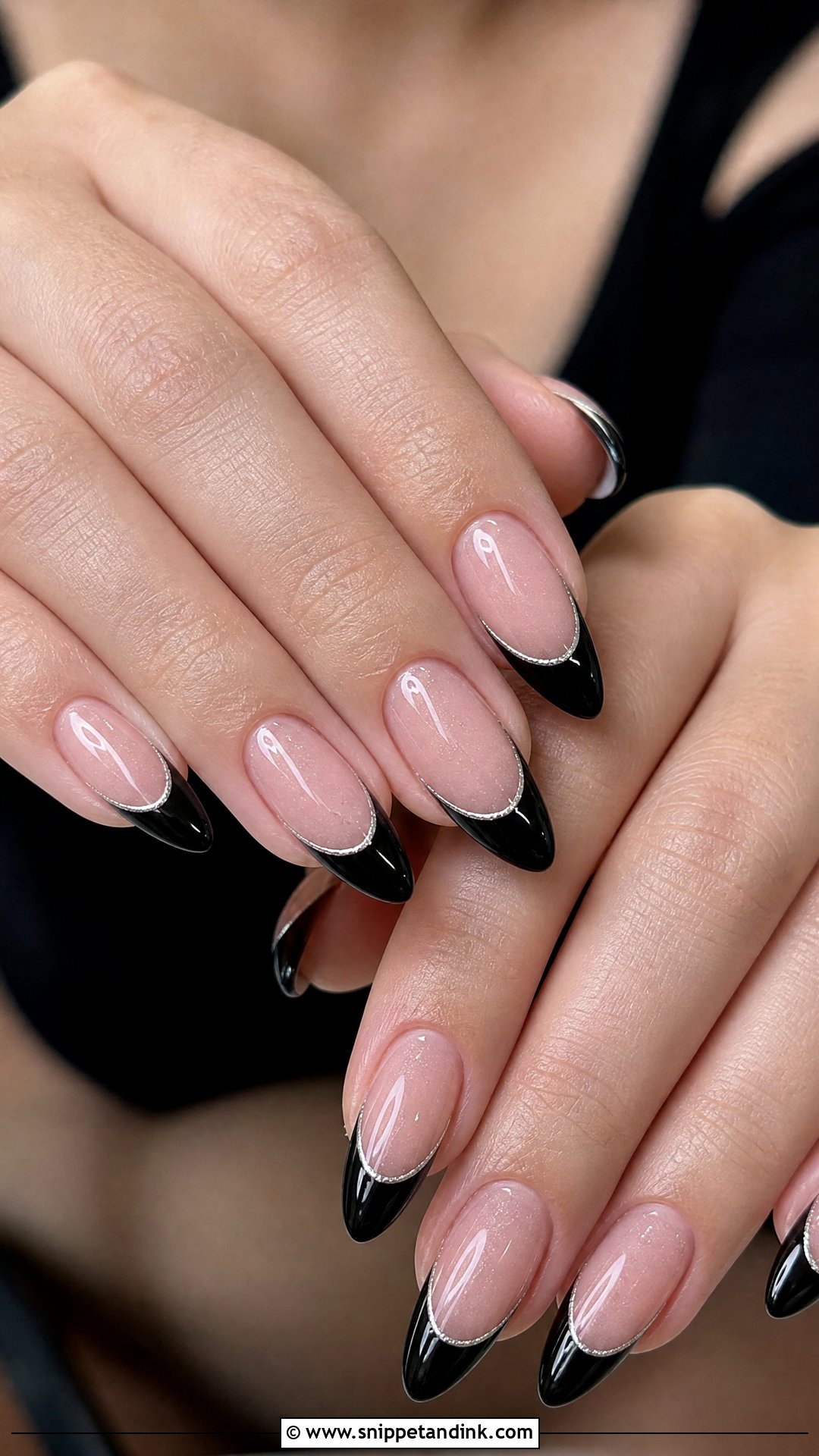 Black French Tip Goth Wedding Nails - Snippet and Ink - 25 Goth Wedding Nails