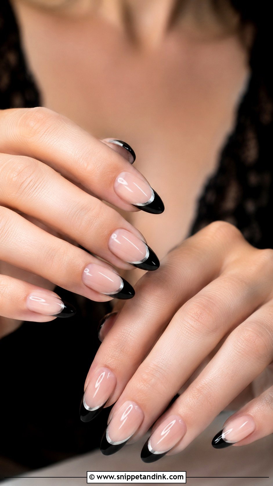 Black French Tip Gothic Wedding Nails - Snippet and Ink - 20 Gothic Wedding Nails