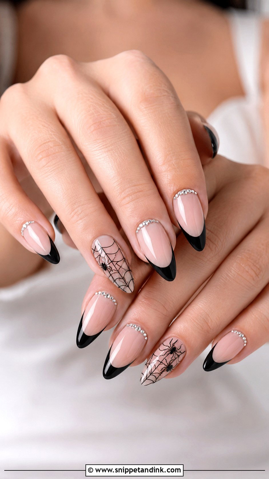 Black French Tip Halloween Wedding Nails - Snippet and Ink - 20 Halloween Wedding Nails
