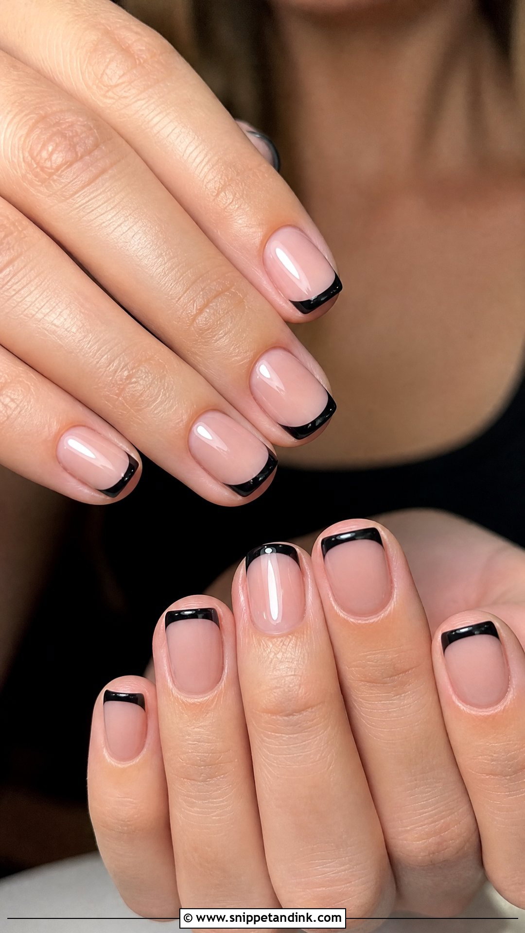 Black French Tip Nails - Snippet and Ink - 30 Classy Wedding Guest Nails Ideas