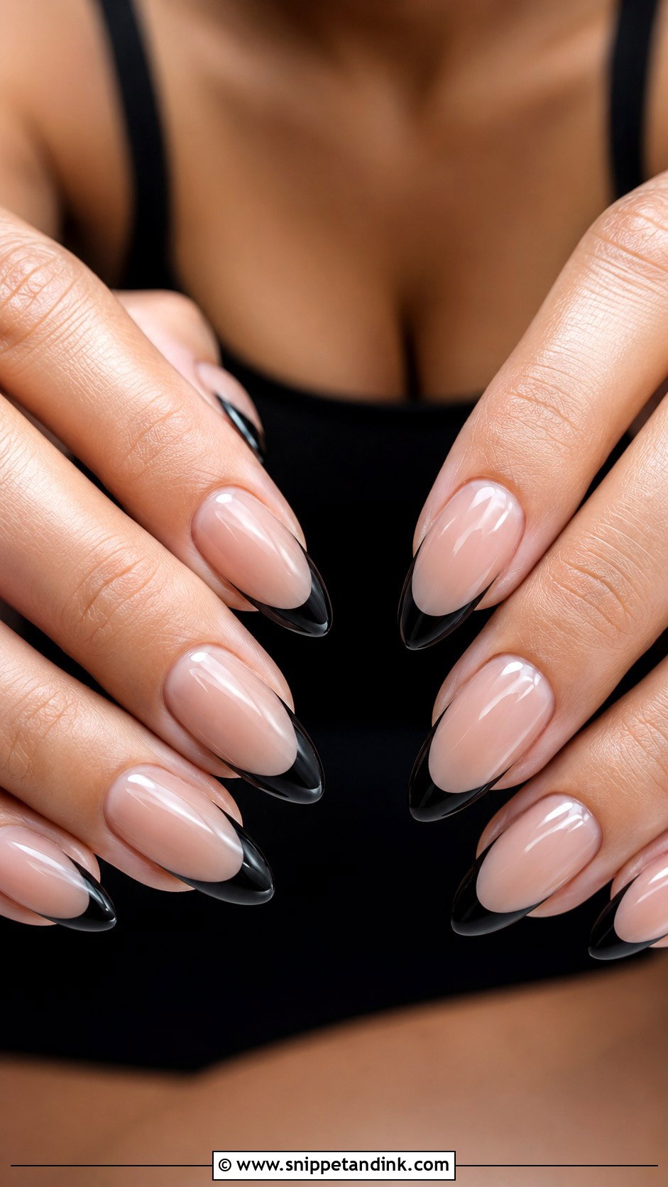 Black French Tip Nails - Snippet and Ink - 30 Wedding Guest Nails Ideas