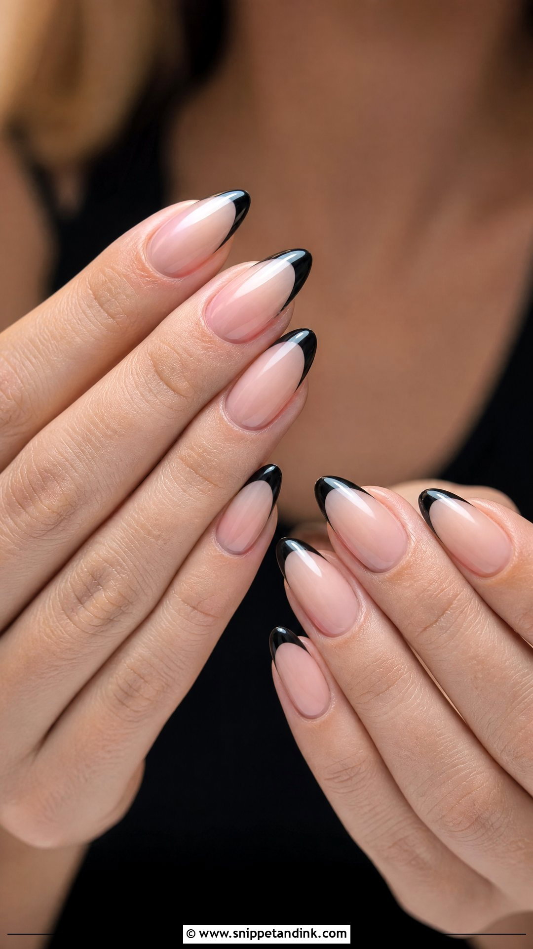 Black French Tip Nails - Snippet and Ink - 25 Wedding Guest Nail Inspo Ideas