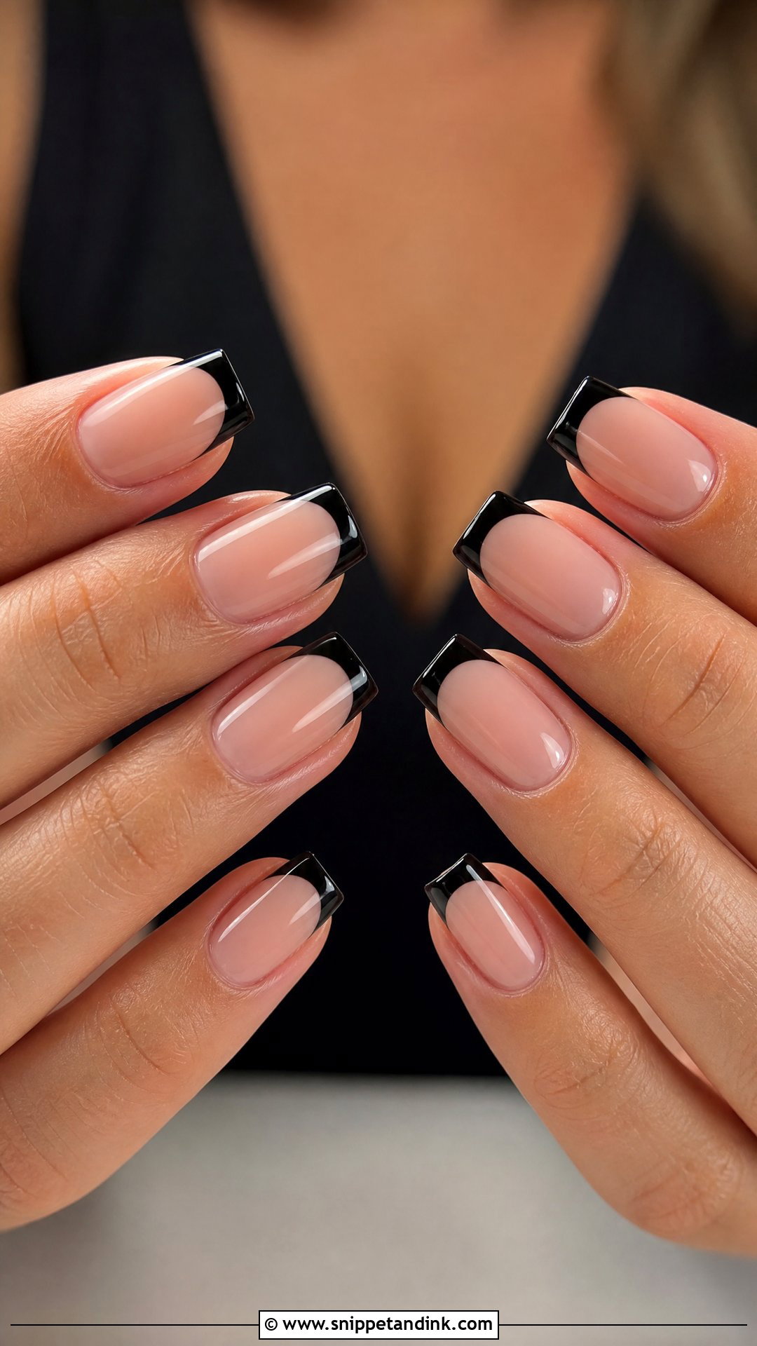 Black French Tip Proposal Nails - Snippet and Ink - 25 Nails for Proposal