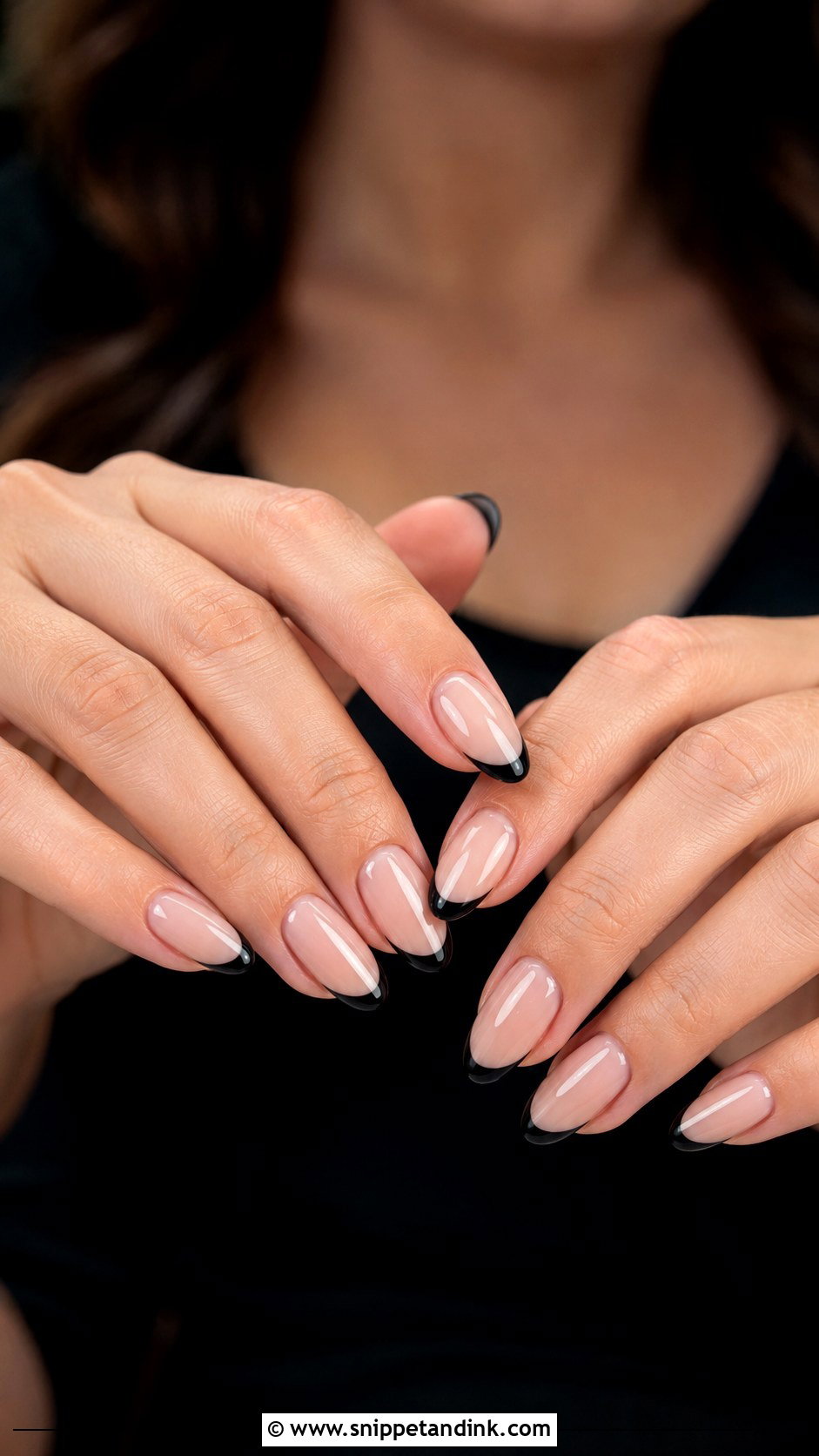 Black French Tip Wedding Guest Nails - Snippet and Ink - 20 Nail Ideas for Wedding Guest