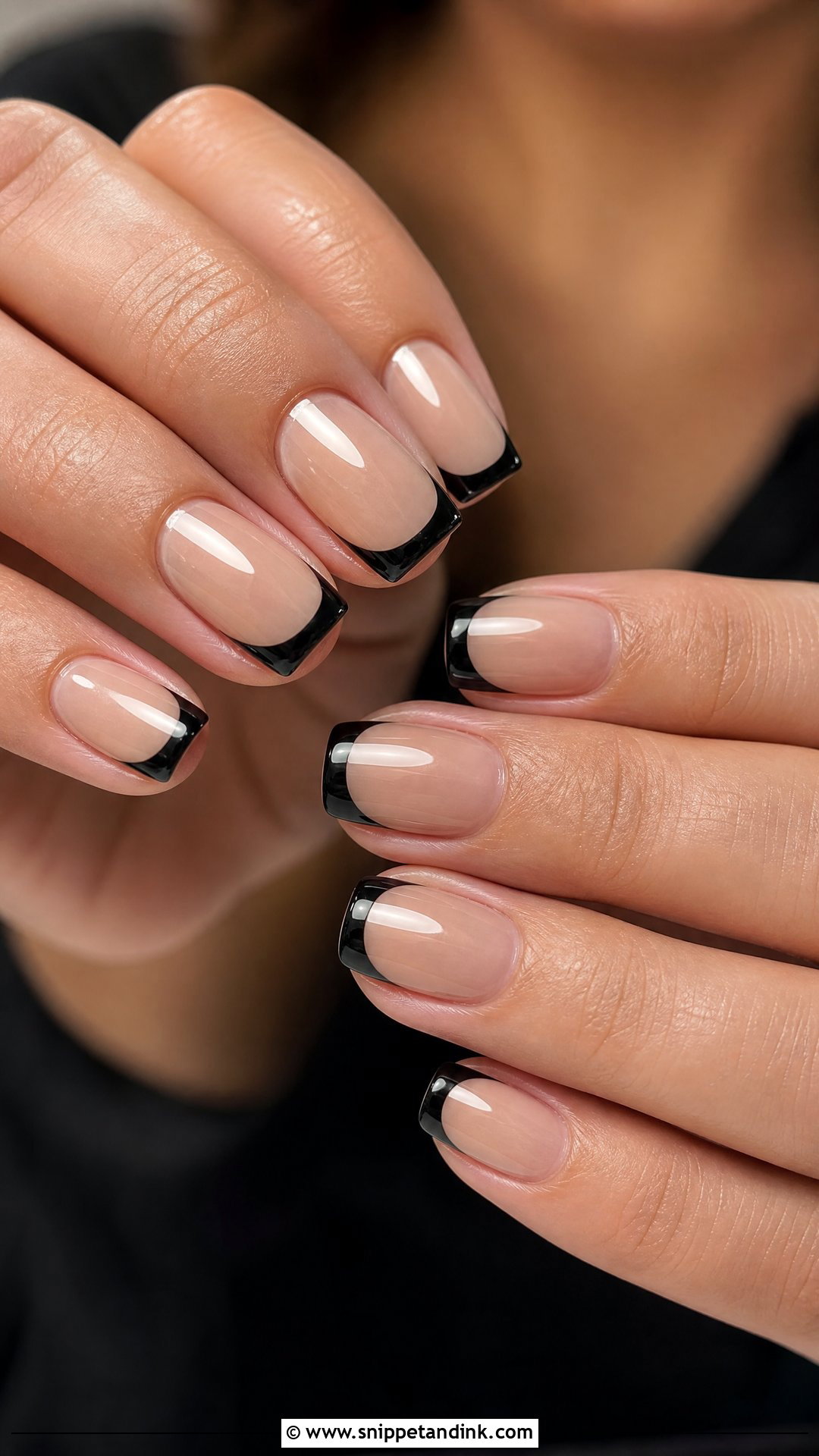 Black French Wedding Guest Nails - Snippet and Ink - 35 Wedding Guest Nails