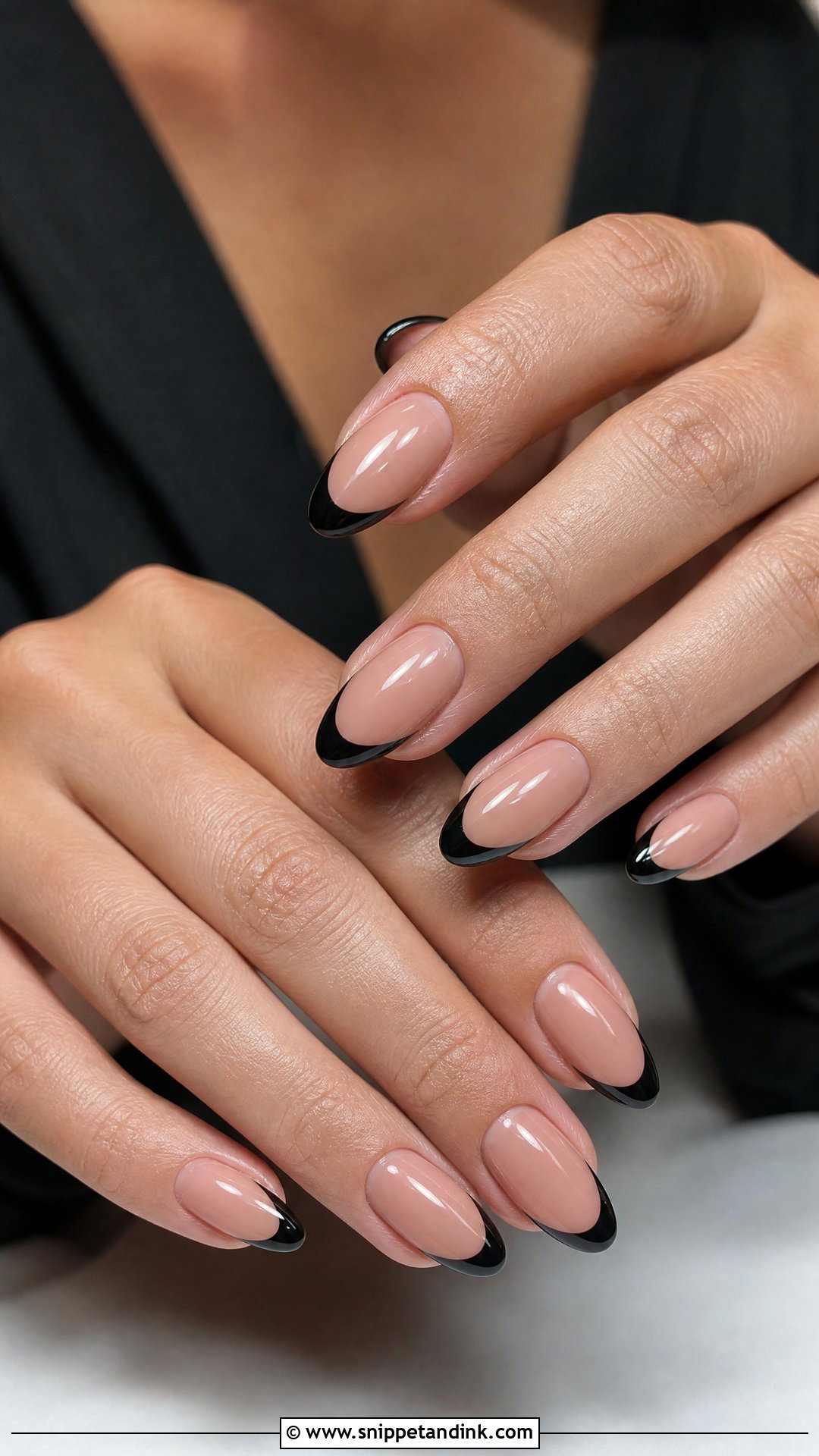Black French Wedding Nails - Snippet and Ink - 25 Wedding Party Nails