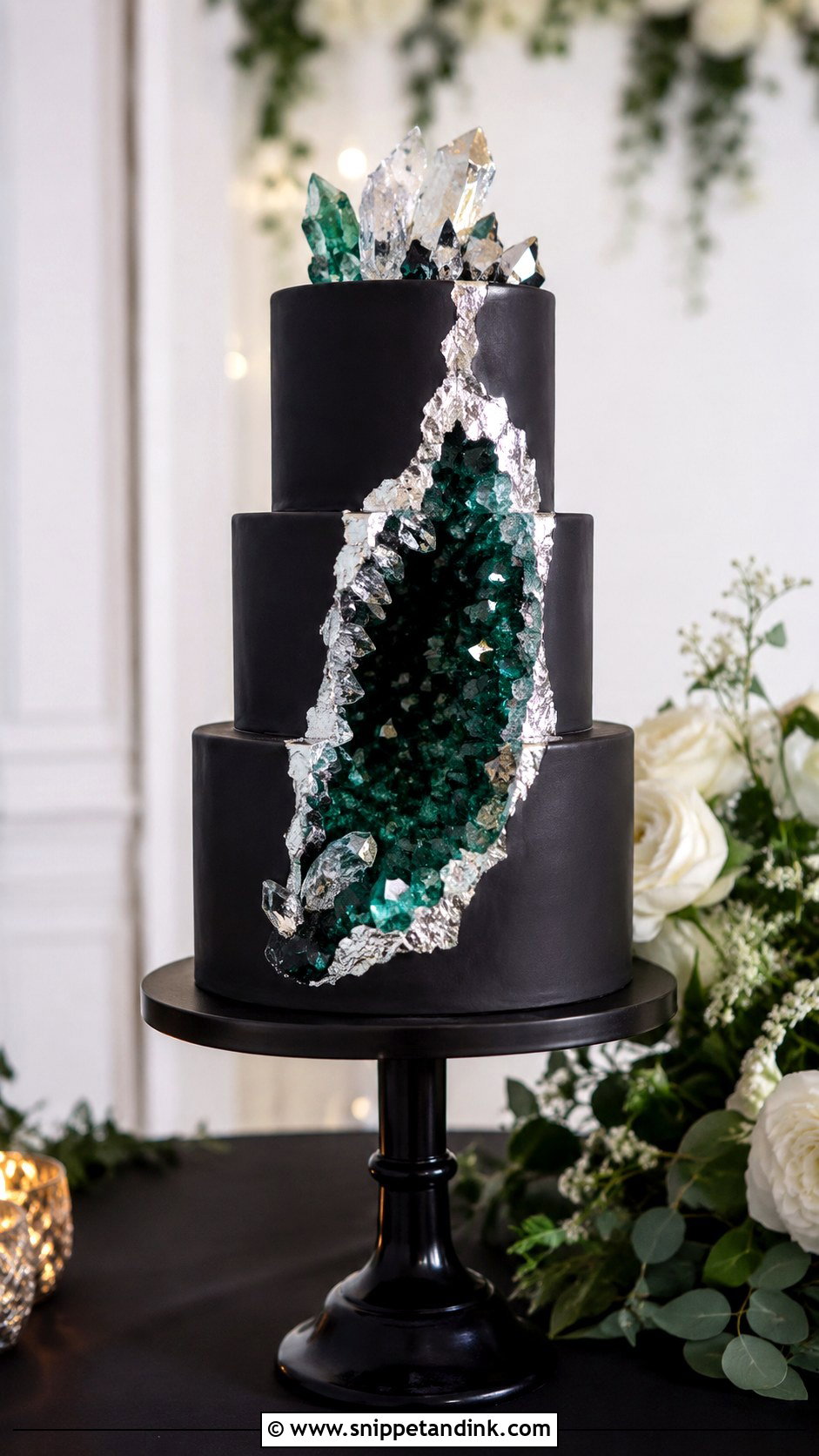 Black Geode Wedding Cake - Snippet and Ink - 30 Geode Wedding Cakes