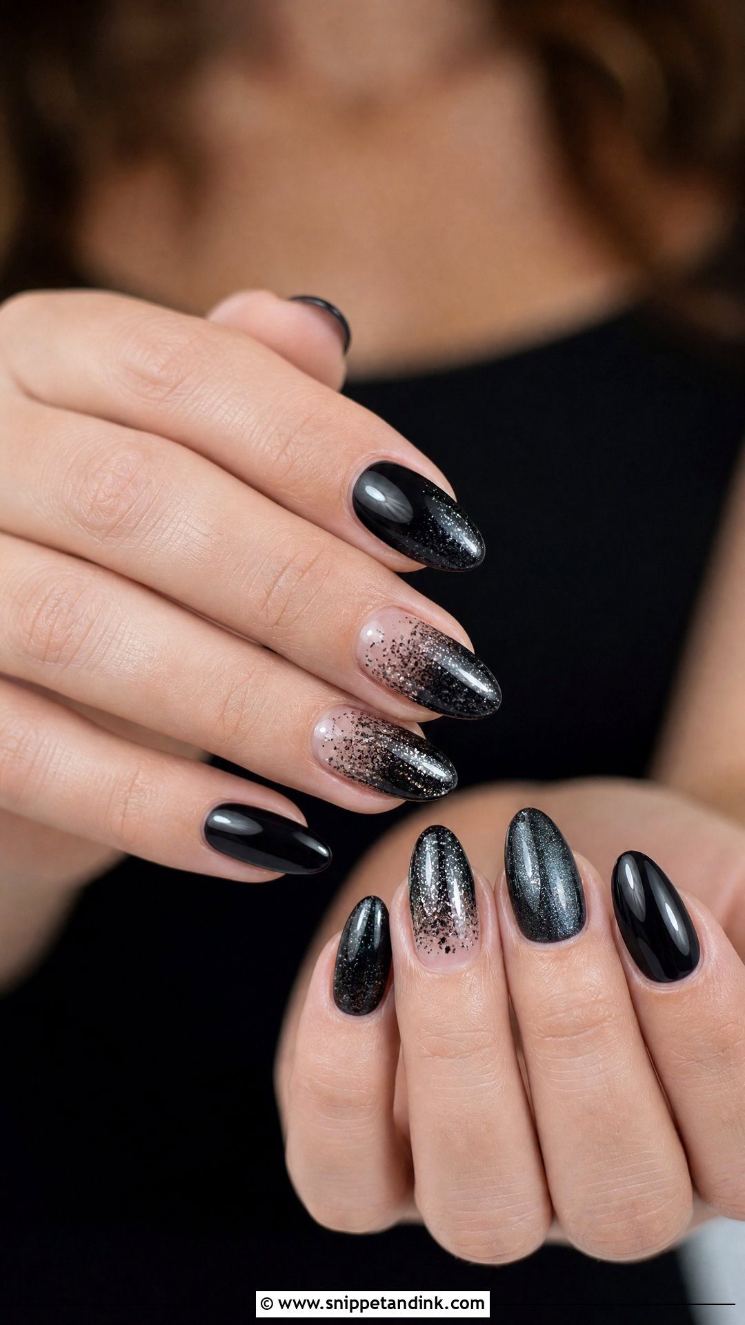 Black Glitter Bridal Nails - Snippet and Ink - 25 Black Bridal Nails