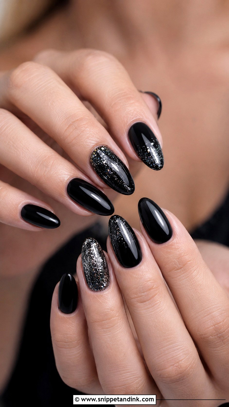 Black Glitter Bridal Nails - Snippet and Ink - 20 Dark Bridal Nails
