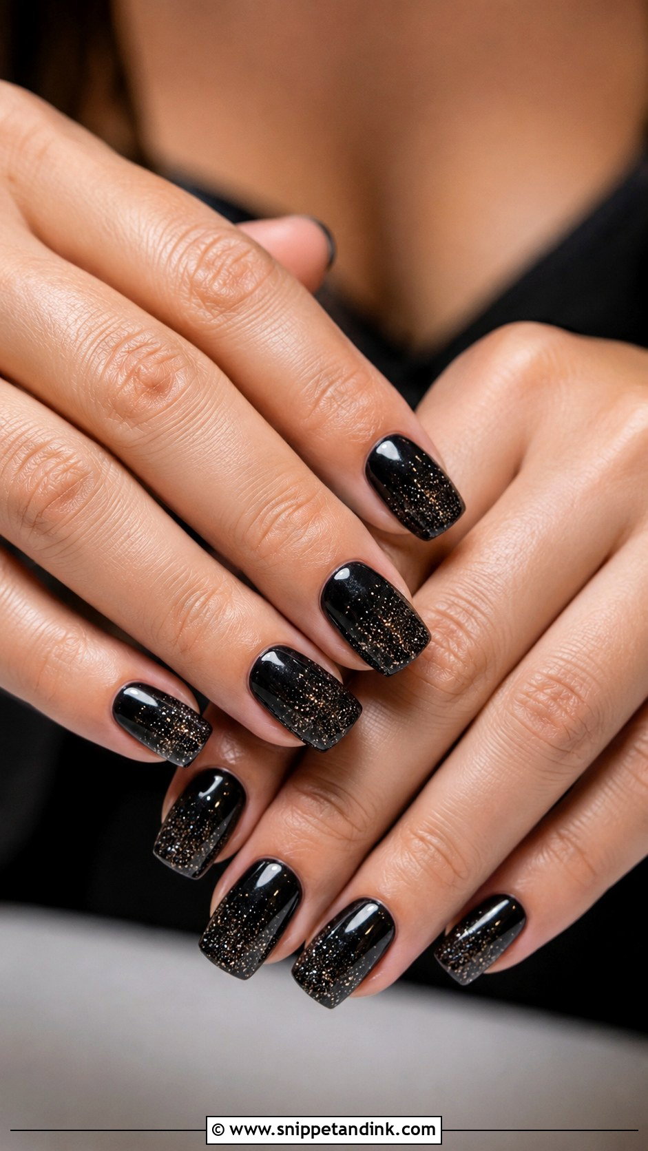 Black Glitter Bridesmaid Nails - Snippet and Ink - 20 Black Bridesmaid Wedding Nails