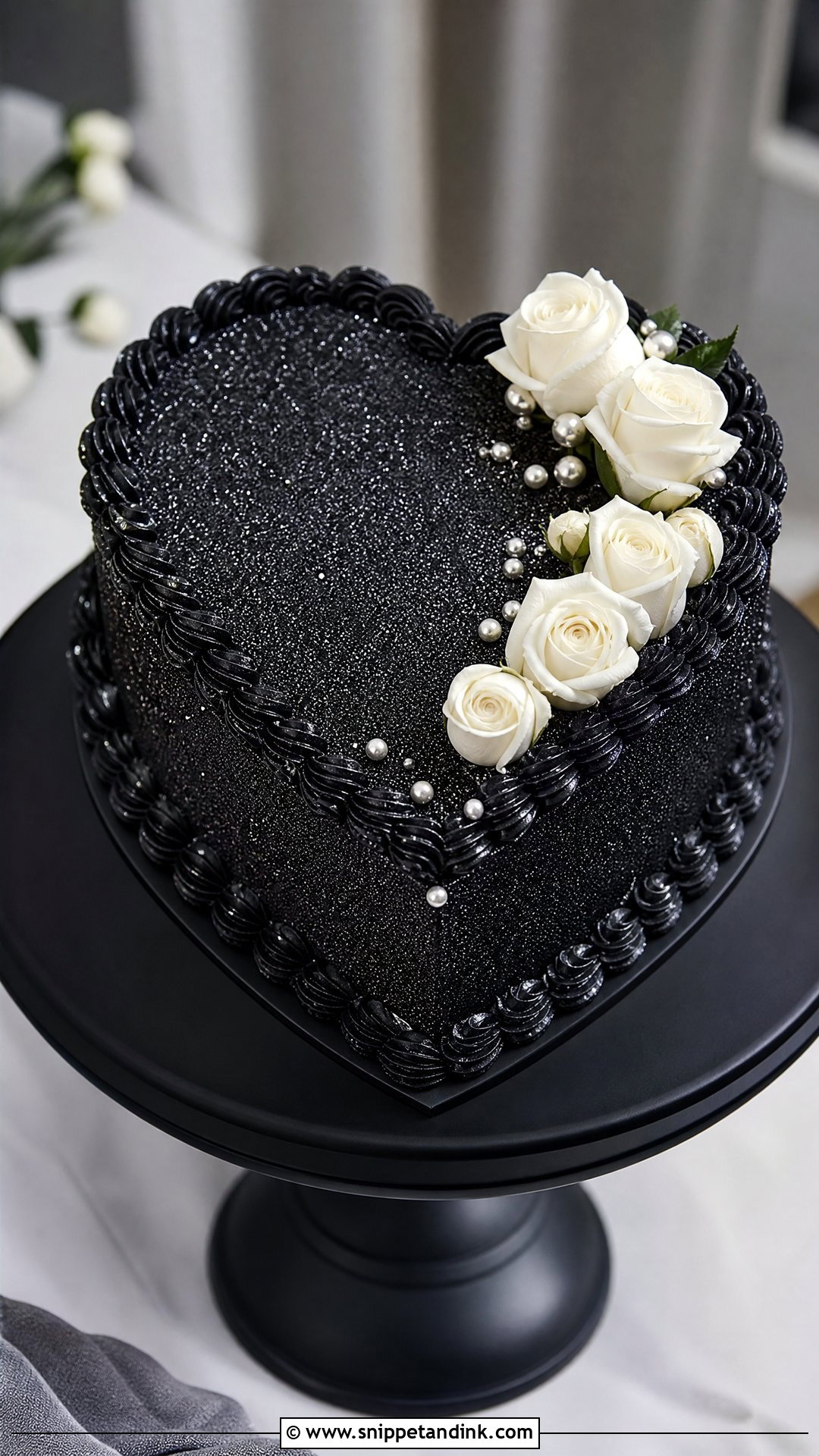 Black Glitter Heart Cake - Snippet and Ink - 25 Glitter Heart Cake Ideas for Wedding