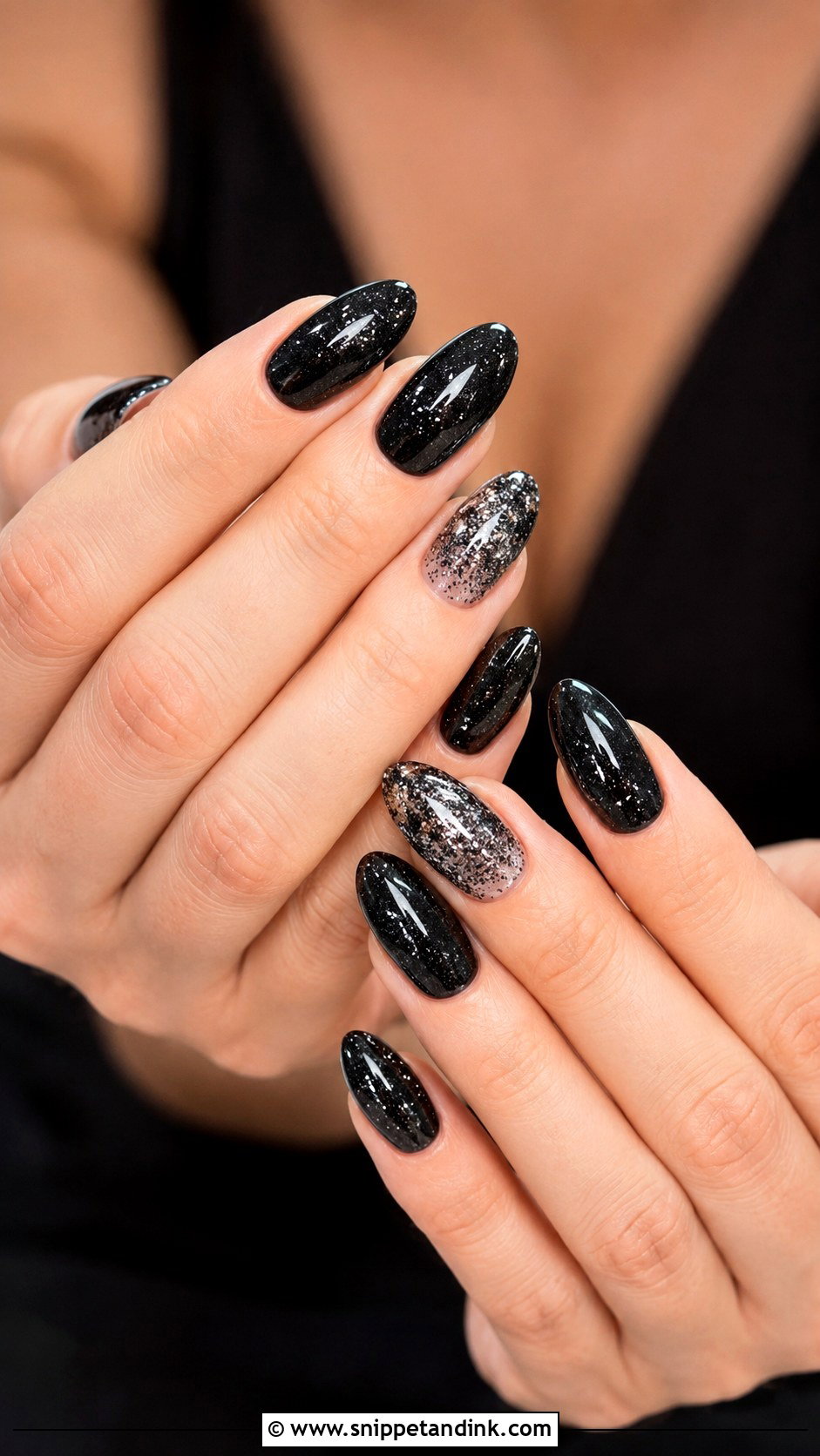 Black Glitter Wedding Nails - Snippet and Ink - 20 Classy Black Wedding Nails