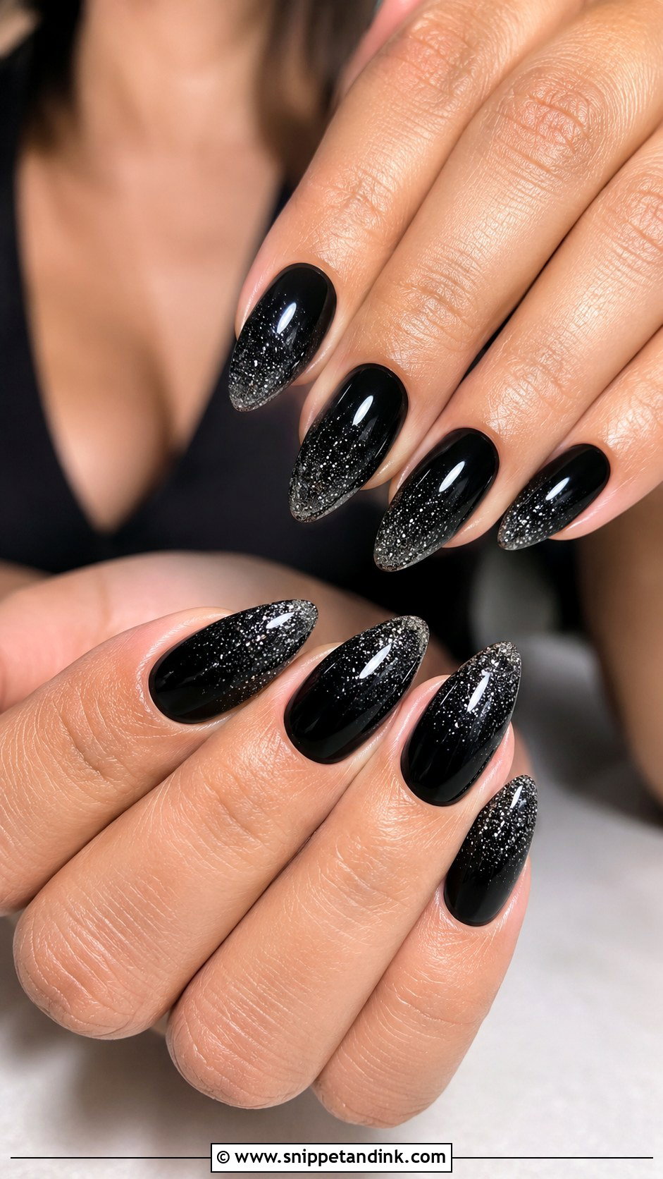 Black Glitter Wedding Nails - Snippet and Ink - 30 Black Wedding Nails