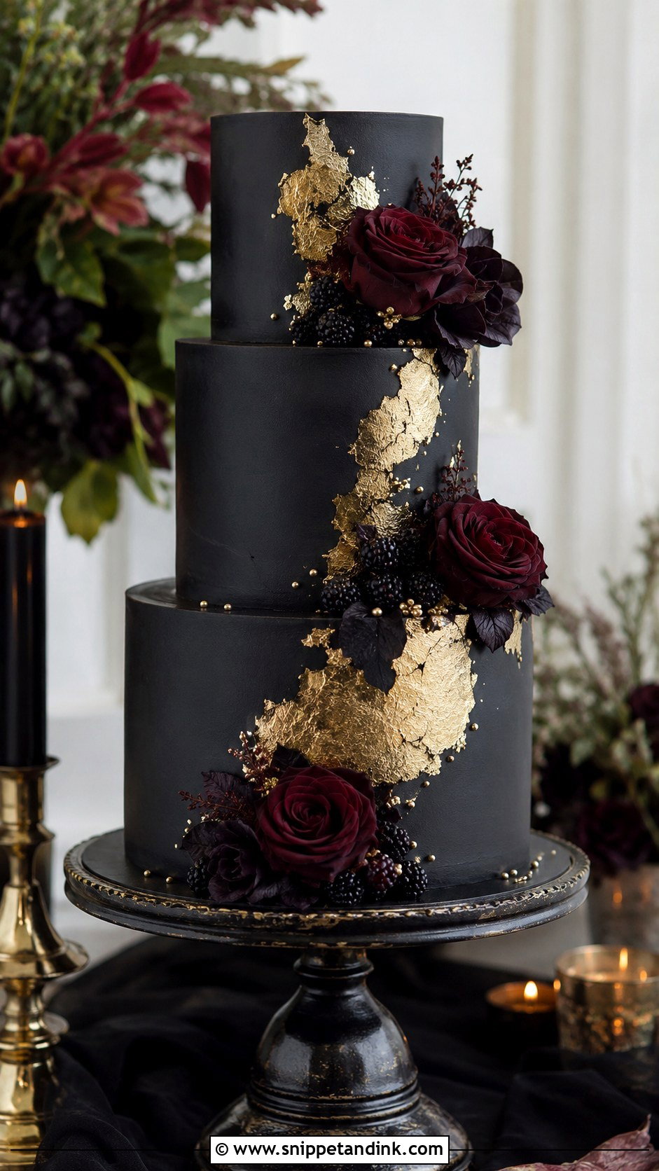 Black Gothic Wedding Cake - Snippet and Ink - 20 Gothic Wedding Cake Ideas