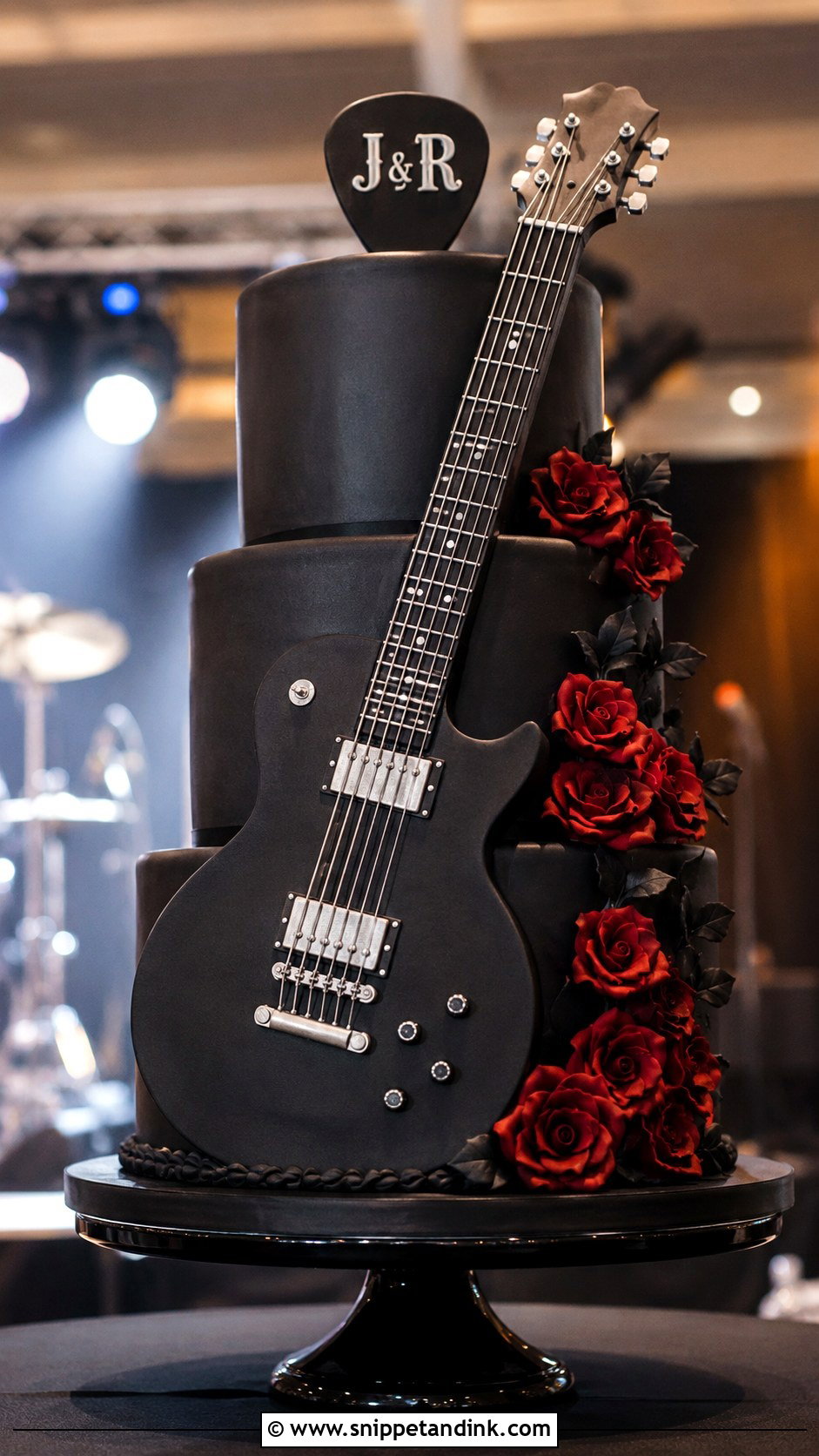 Black Guitar Wedding Cake - Snippet and Ink - 20 Rock and Roll Wedding Cake Ideas