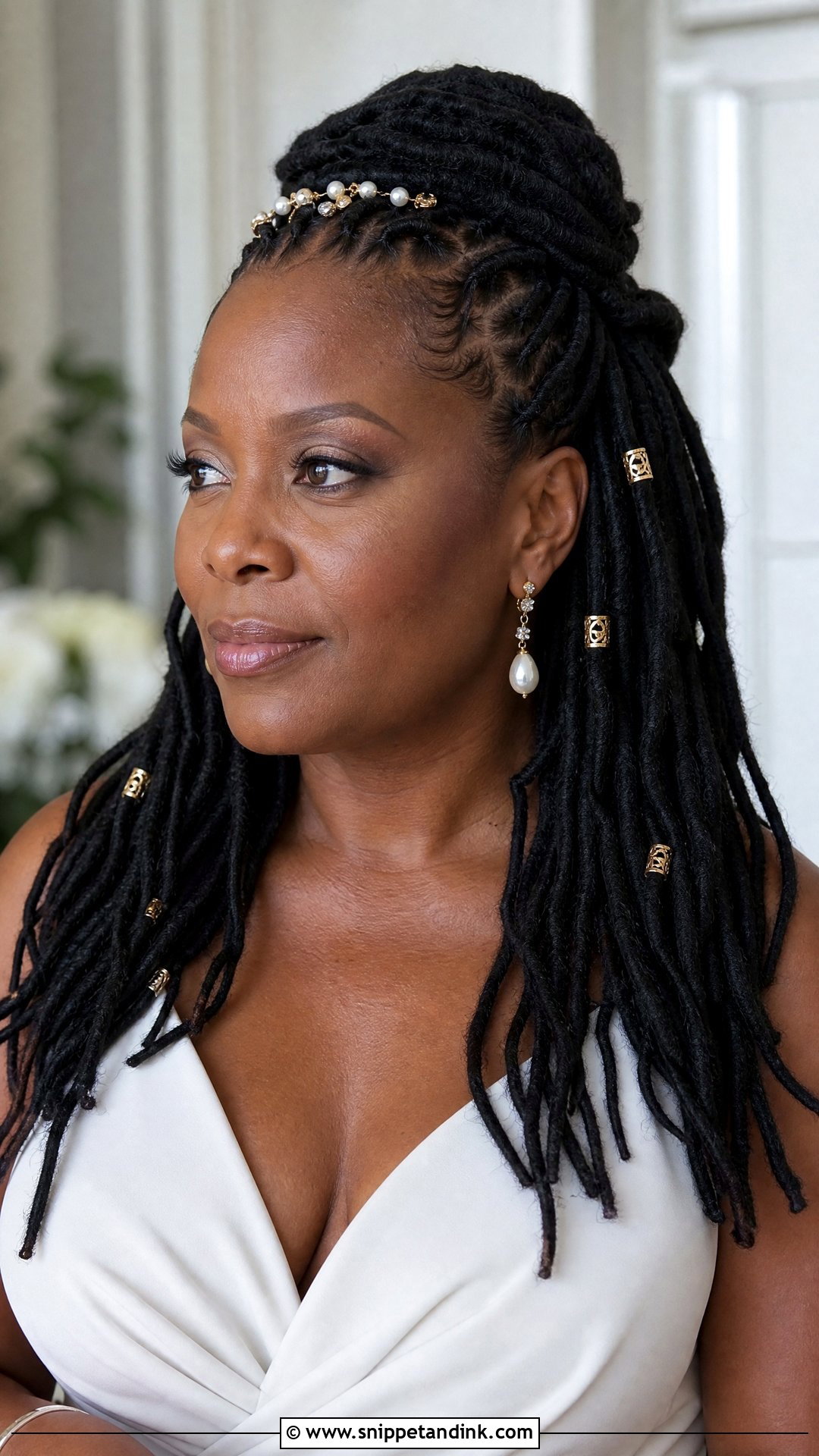 Black Half Up Half Down Wedding Hairstyles With Locs - Snippet and Ink - 15 Black Half-Up Half-Down Wedding Hairstyles