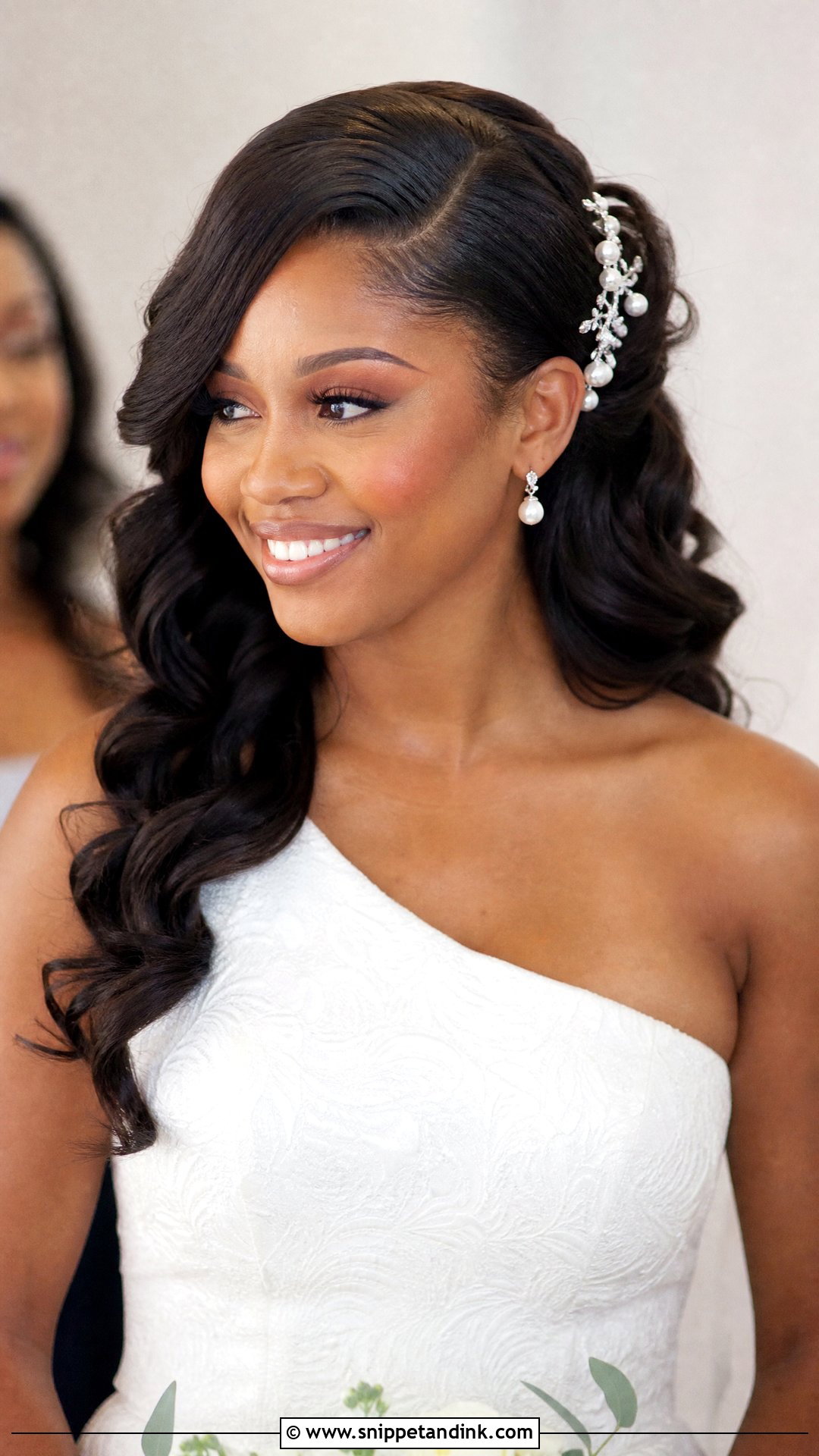 Black Half Up Half Down Wedding Hairstyles With Side Part - Snippet and Ink - 15 Black Half-Up Half-Down Wedding Hairstyles