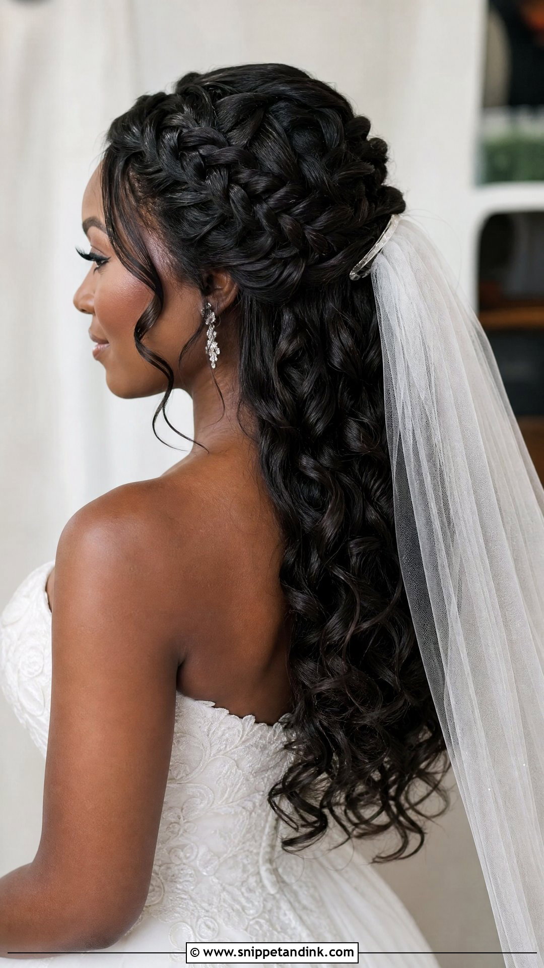 Black Half Up Half Down Wedding Hairstyles With Veil - Snippet and Ink - 15 Black Half-Up Half-Down Wedding Hairstyles