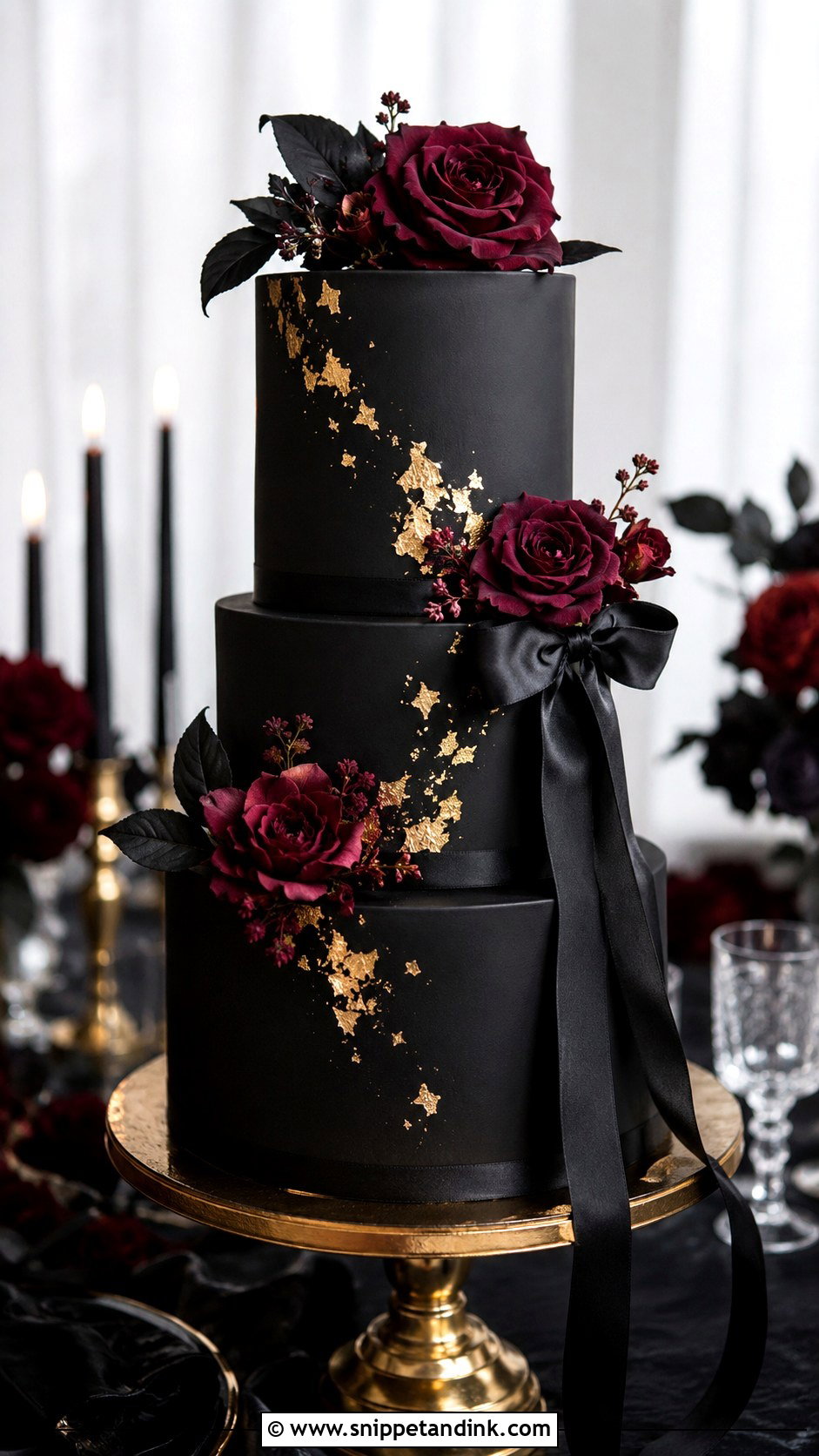 Black Halloween Wedding Cake - Snippet and Ink - 25 Elegant Halloween Wedding Cake Ideas