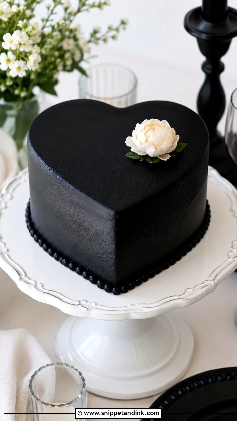 Black Heart Wedding Cake - Snippet and Ink - 20 Black Minimalist Cake Ideas for Wedding
