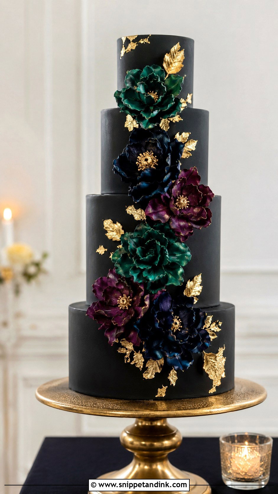 Black Jewel Tone Wedding Cake - Snippet and Ink - 20 Jewel Tone Wedding Cake Ideas
