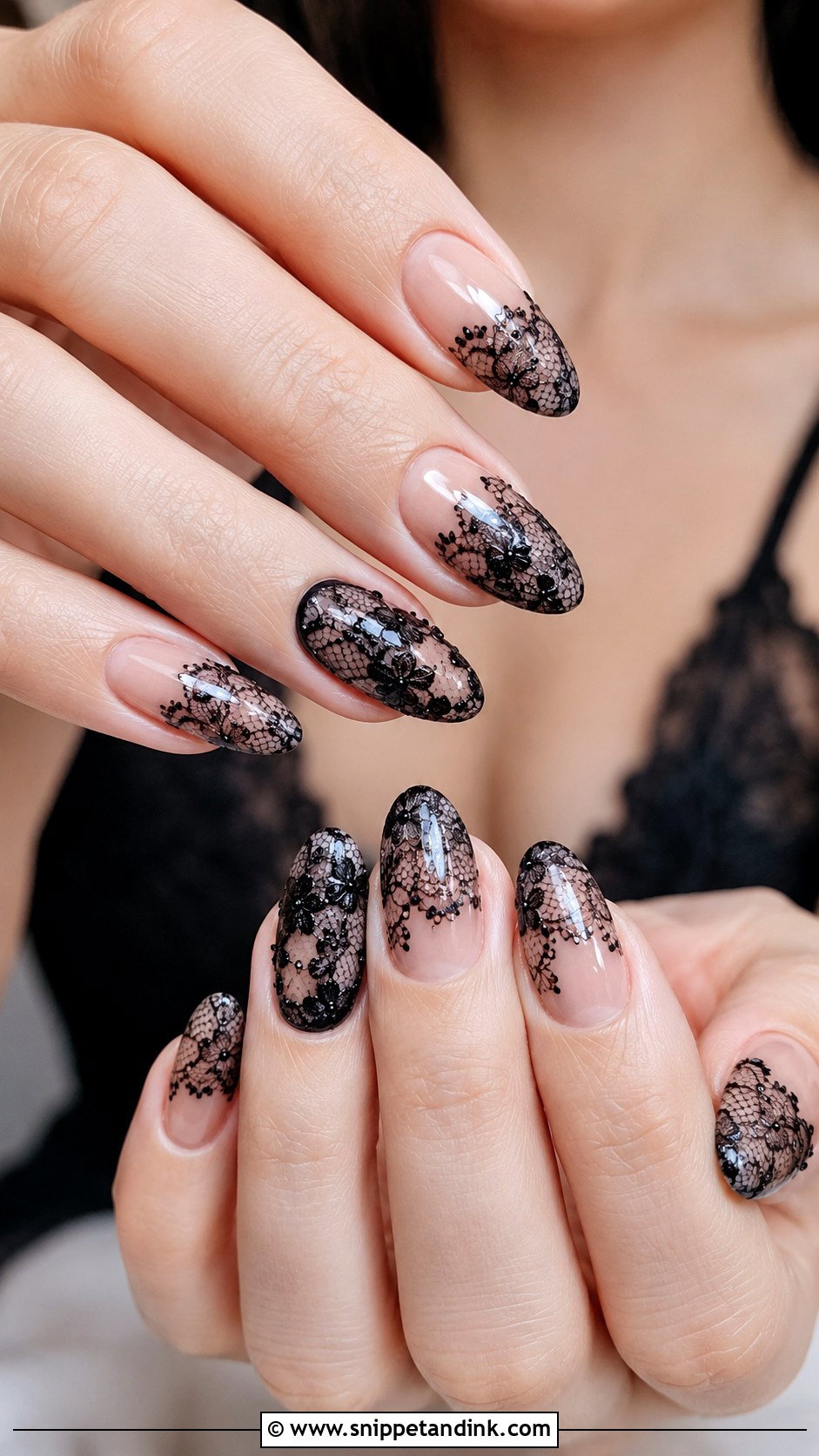 Black Lace Gothic Wedding Nails - Snippet and Ink - 20 Gothic Wedding Nails