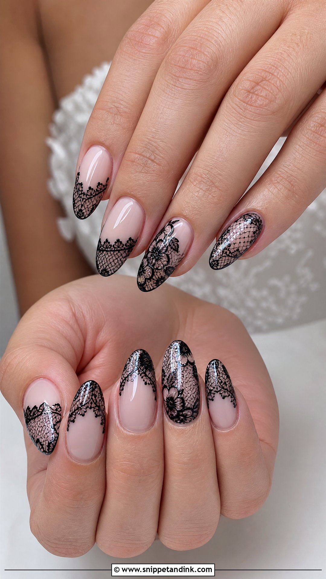 Black Lace Wedding Nails - Snippet and Ink - 25 Black Wedding Nails for Bride