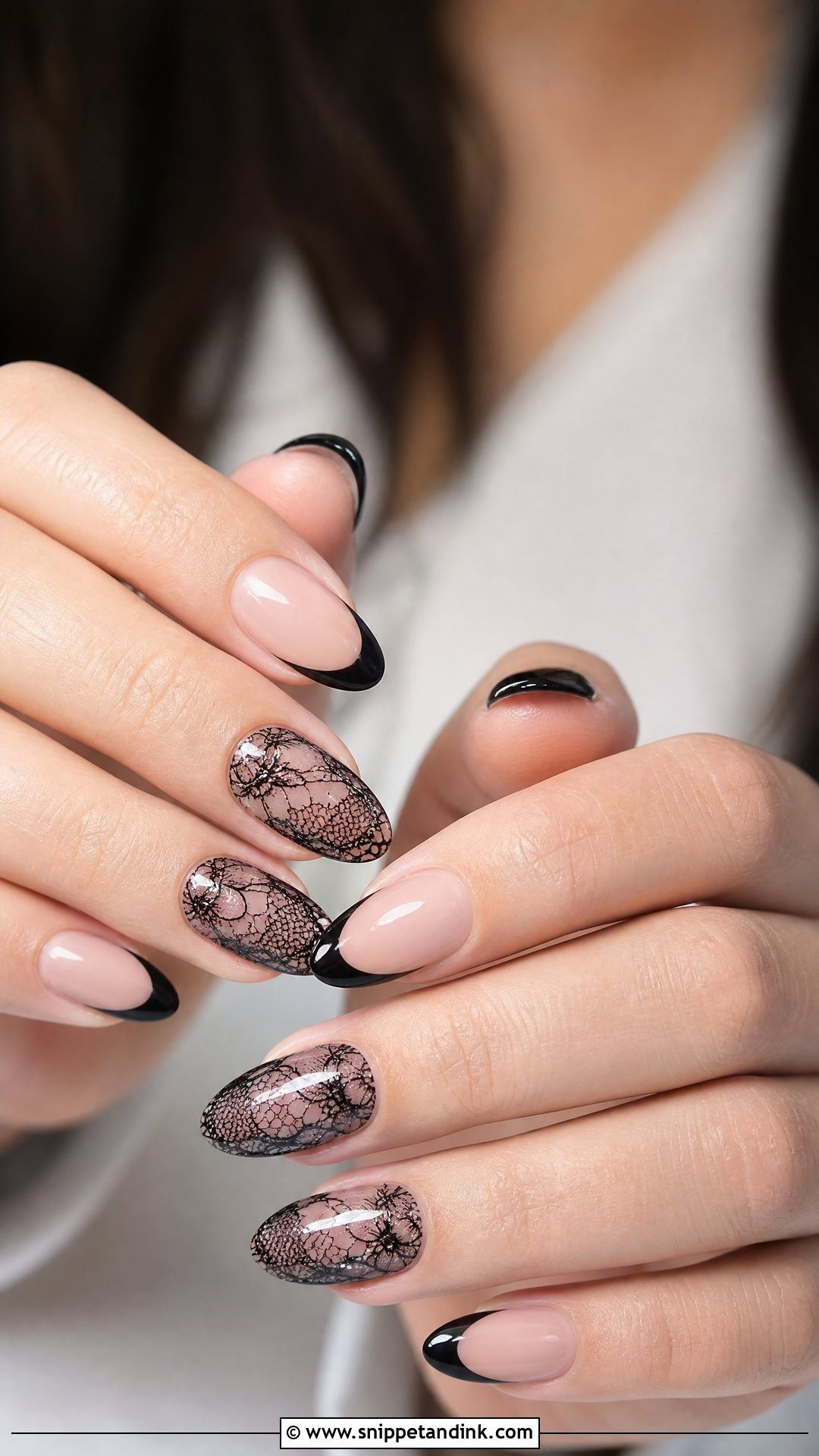 Black Lace Wedding Nails - Snippet and Ink - 25 Dark Wedding Nails