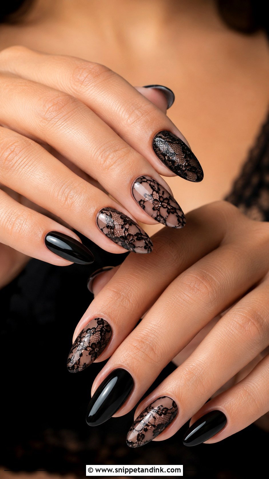 Black Lace Wedding Nails - Snippet and Ink - 30 Black Wedding Nails