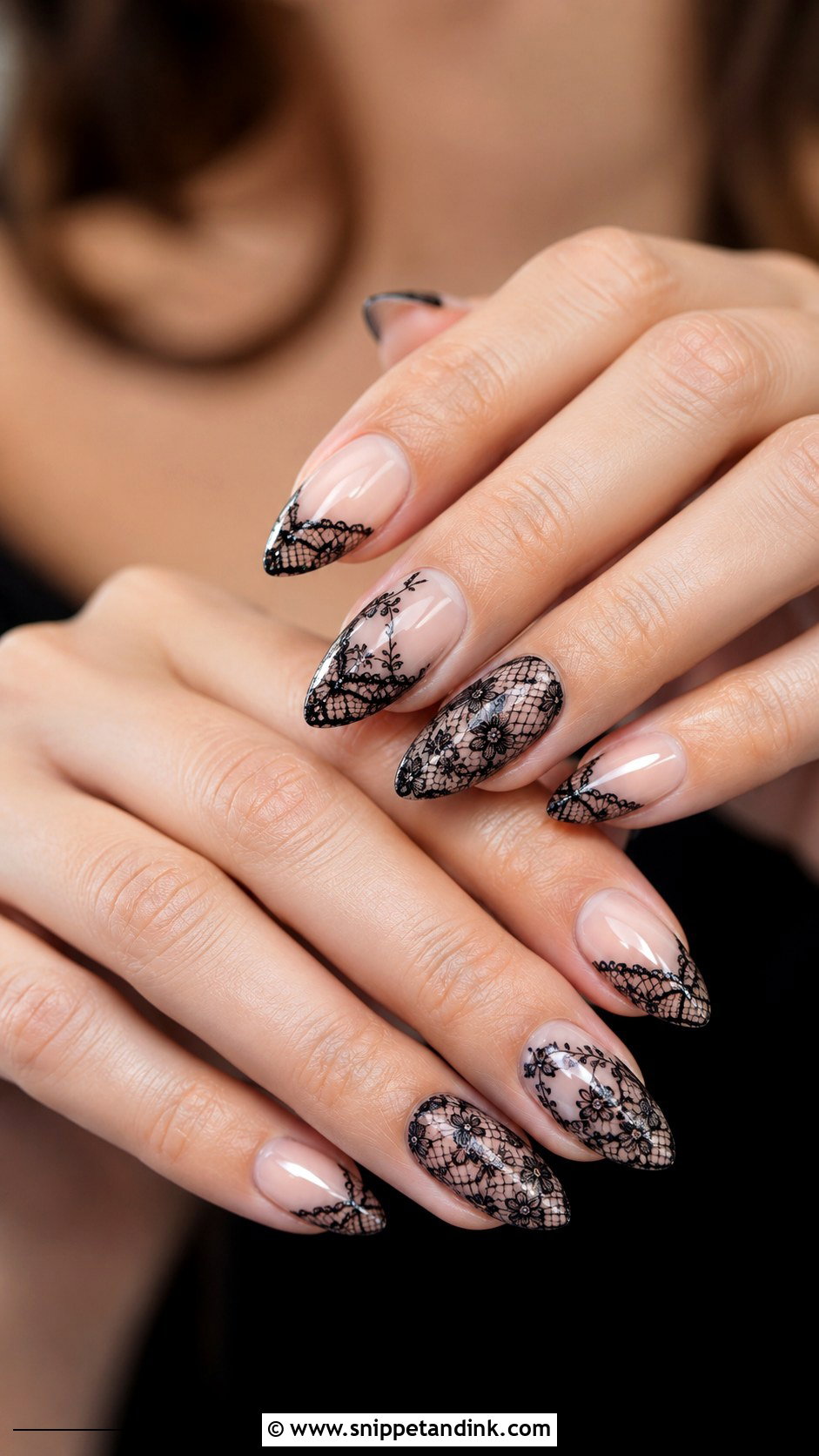 Black Lace Wedding Nails - Snippet and Ink - 20 Black Nails for Wedding
