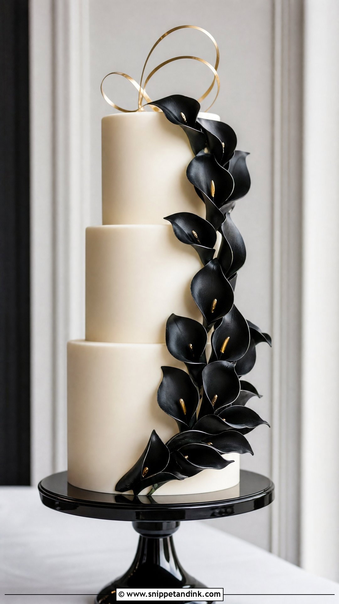 Black Lily Wedding Cake - Snippet and Ink - 25 Lily Flower Cake Ideas for Wedding