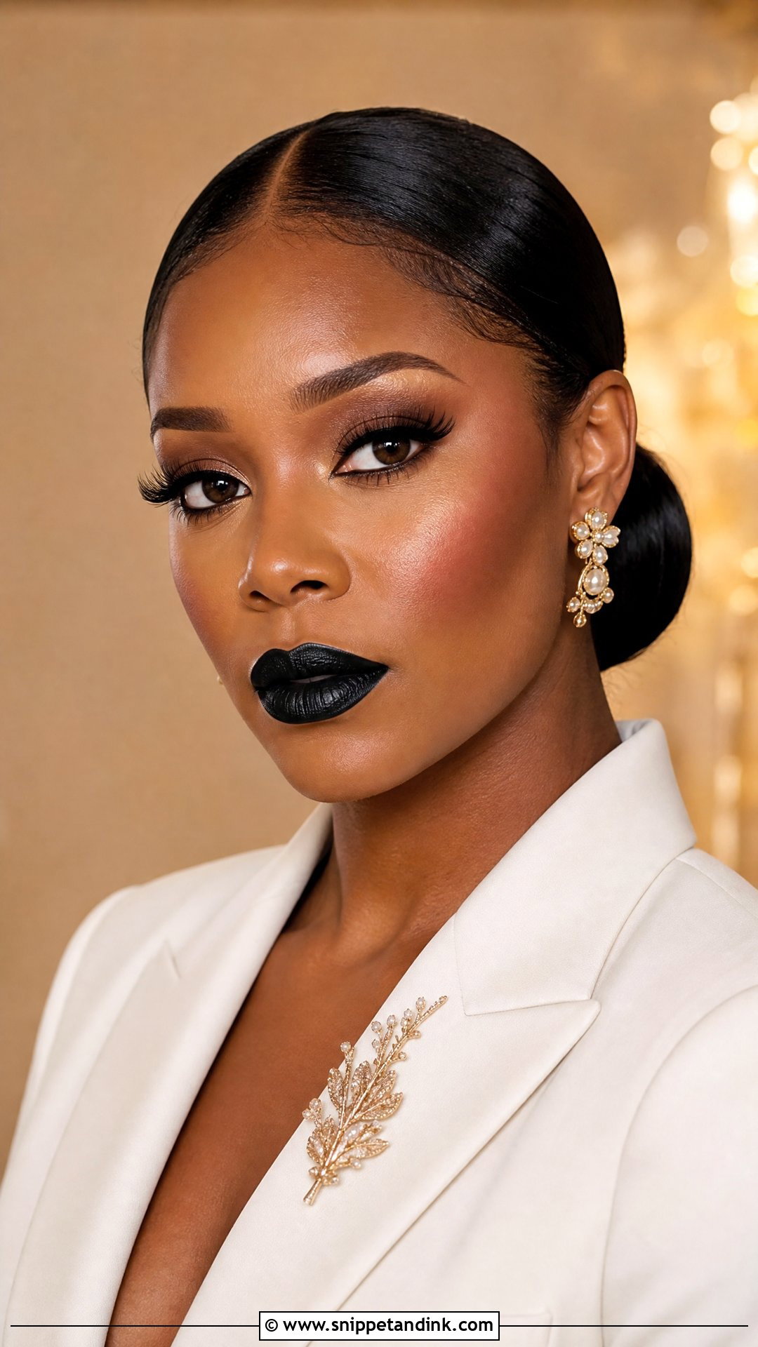 Black Lip Bridal Makeup - Snippet and Ink - 20 Edgy Bridal Makeup Ideas