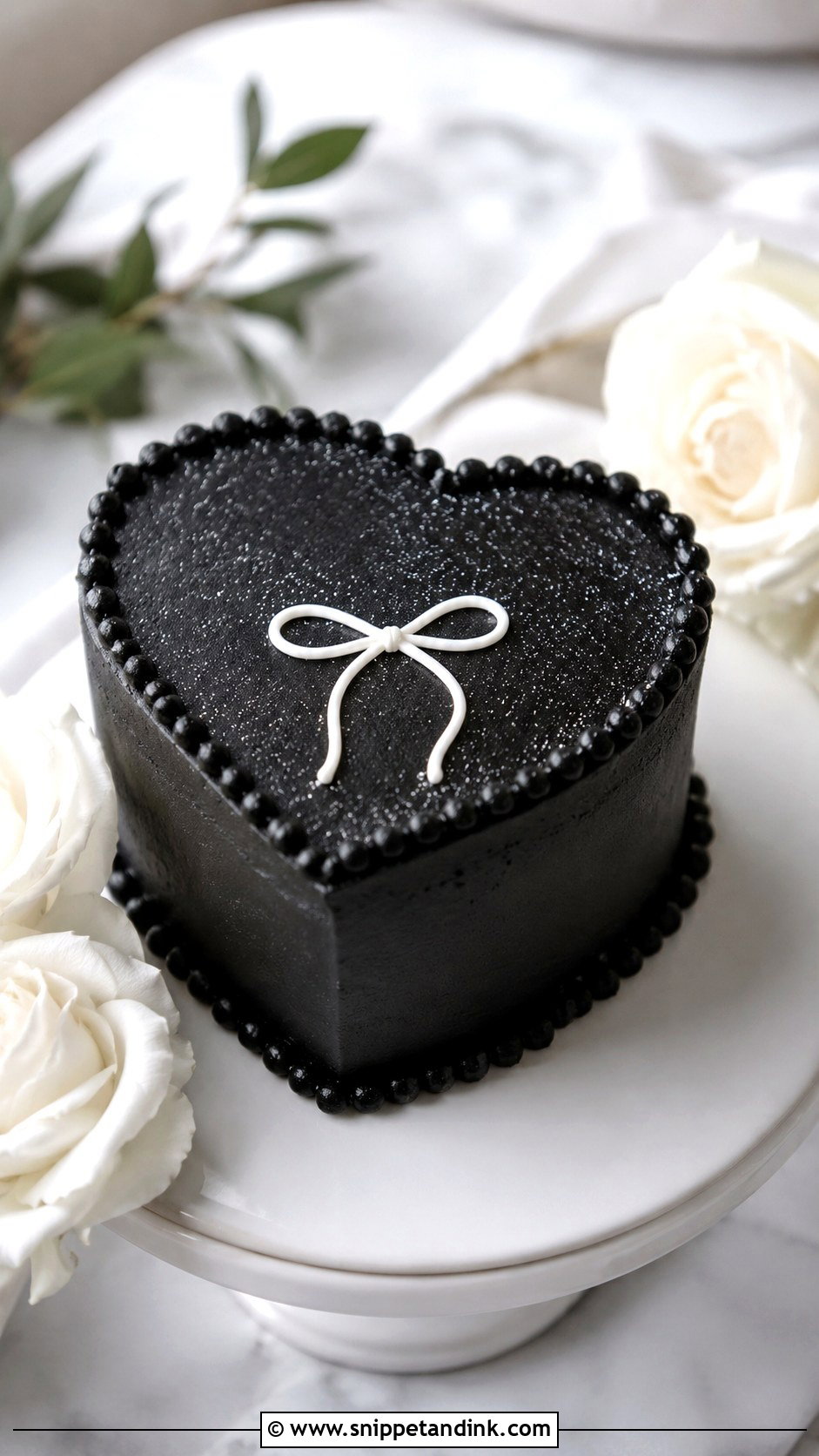 Black Mini Heart Wedding Cake - Snippet and Ink - 20 Black Heart Cake Ideas with Glitter for Wedding