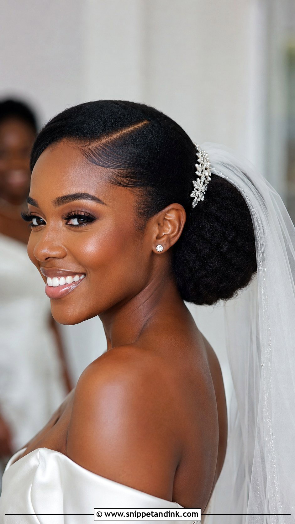 Black Natural Hair Bridal Bun - Snippet and Ink - 20 Black Natural Hair Wedding Styles